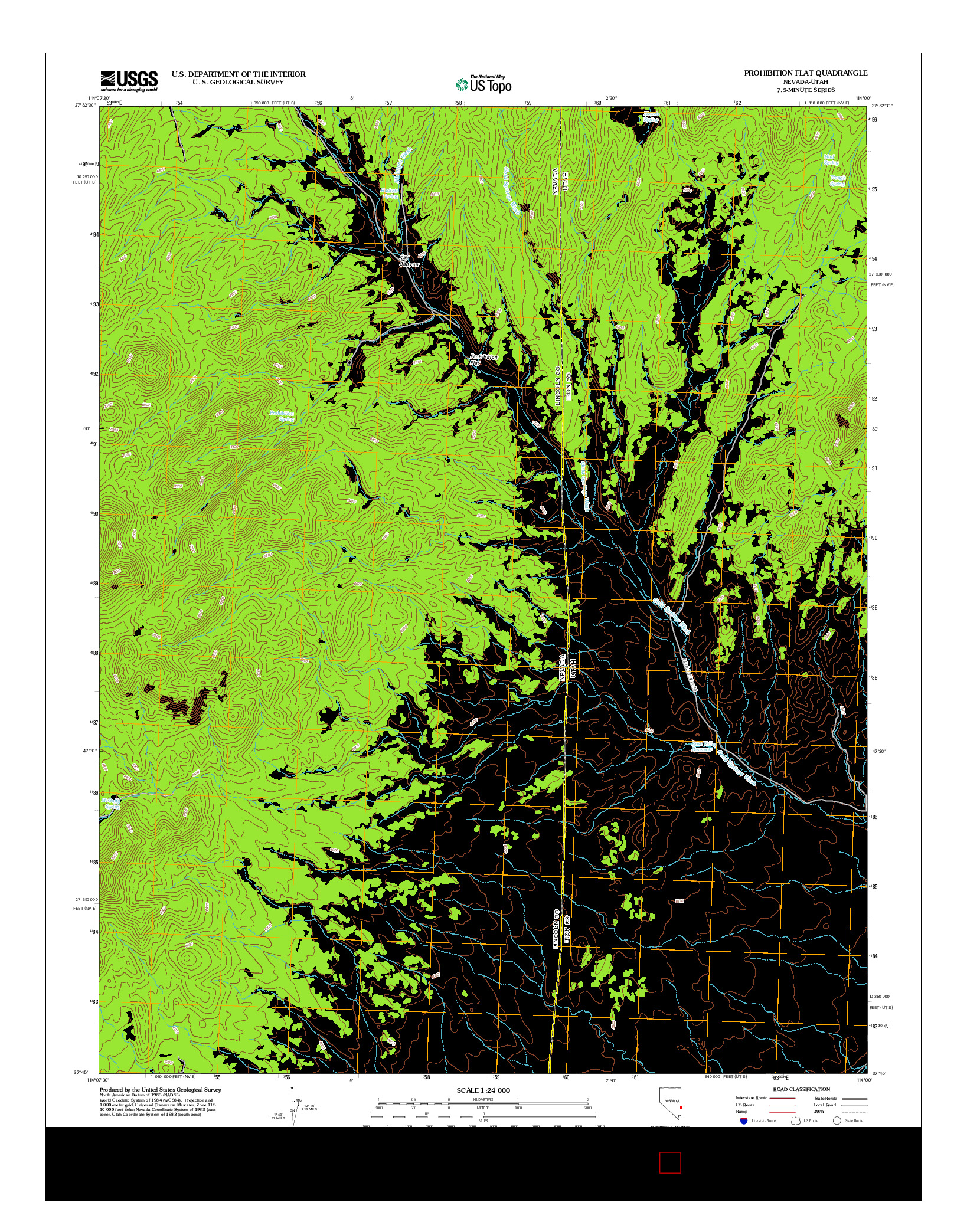 USGS US TOPO 7.5-MINUTE MAP FOR PROHIBITION FLAT, NV-UT 2012