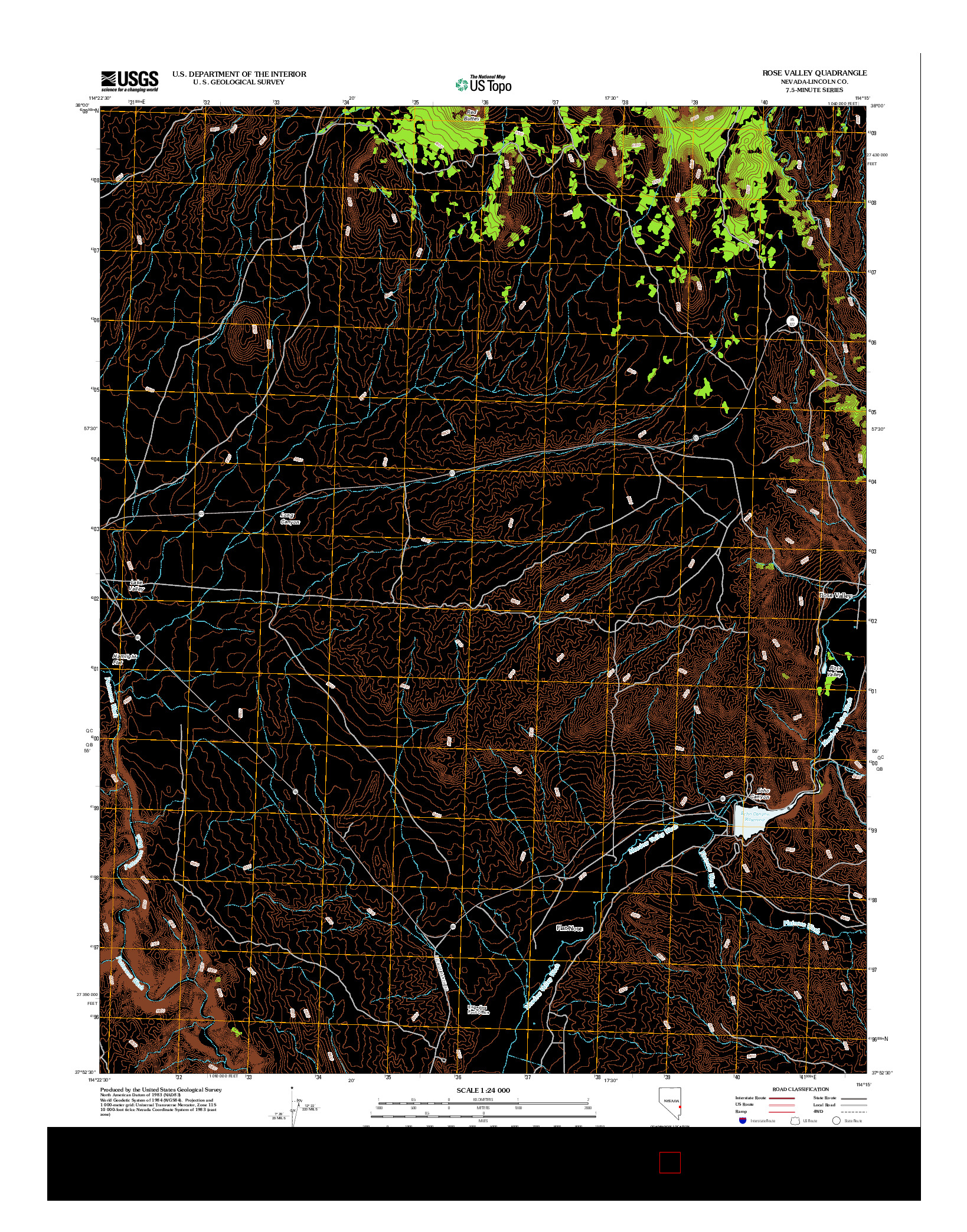 USGS US TOPO 7.5-MINUTE MAP FOR ROSE VALLEY, NV 2012