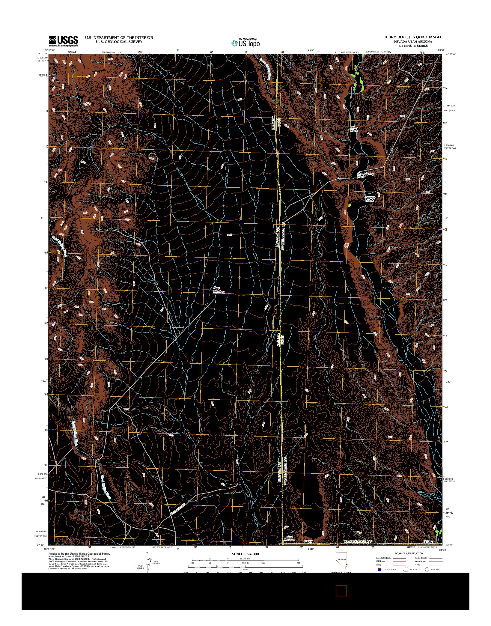USGS US TOPO 7.5-MINUTE MAP FOR TERRY BENCHES, NV-UT-AZ 2012