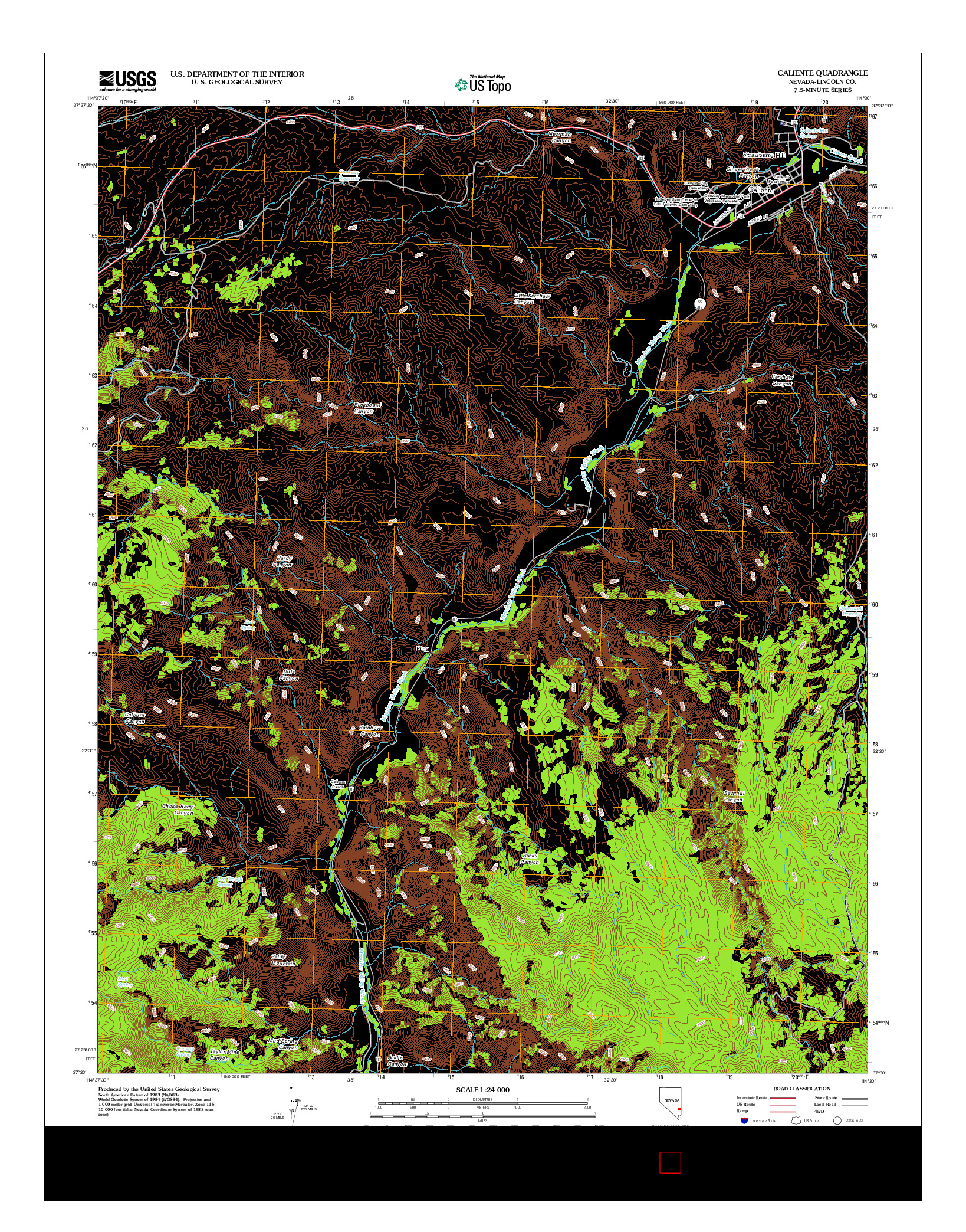 USGS US TOPO 7.5-MINUTE MAP FOR CALIENTE, NV 2012