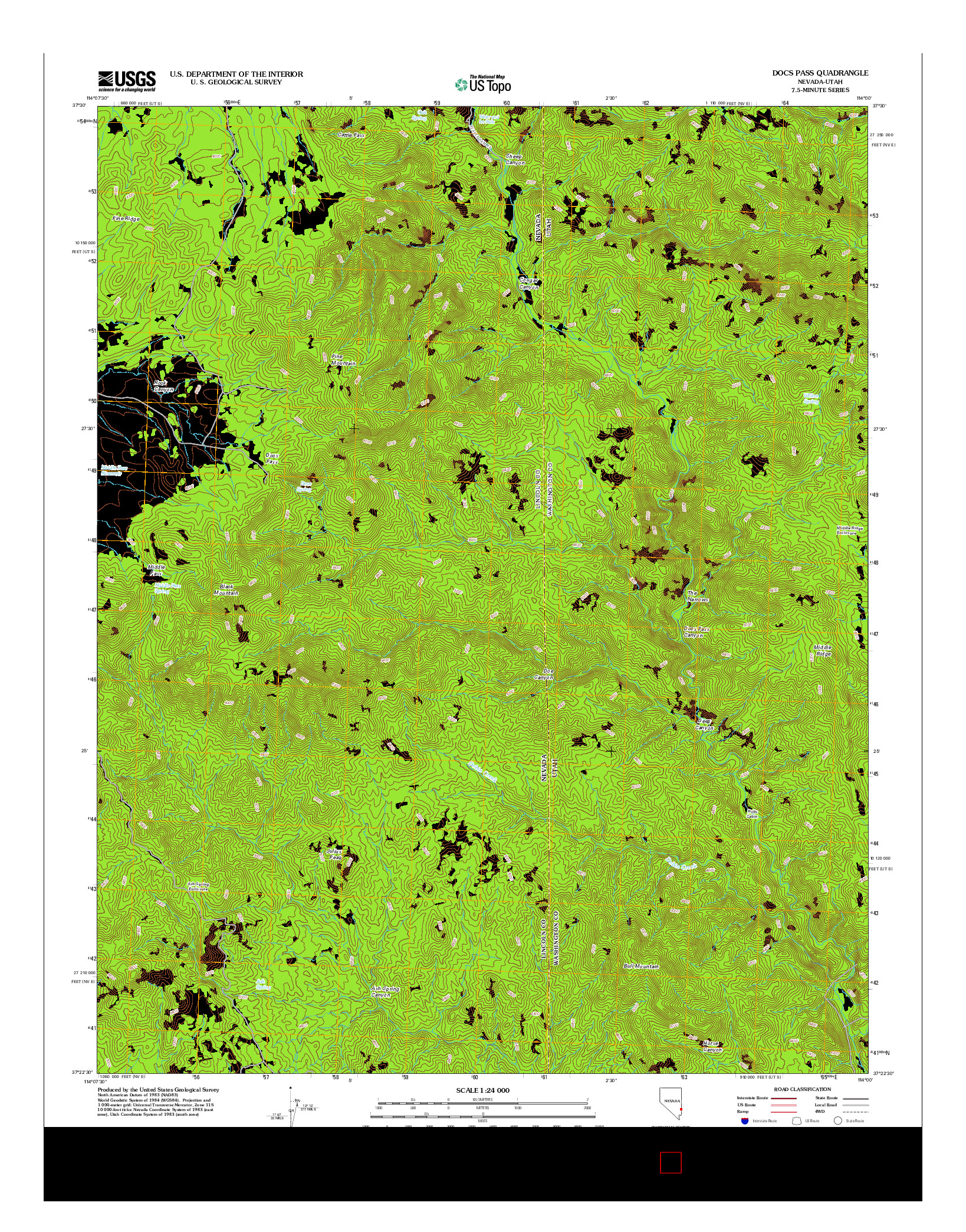 USGS US TOPO 7.5-MINUTE MAP FOR DOCS PASS, NV-UT 2012