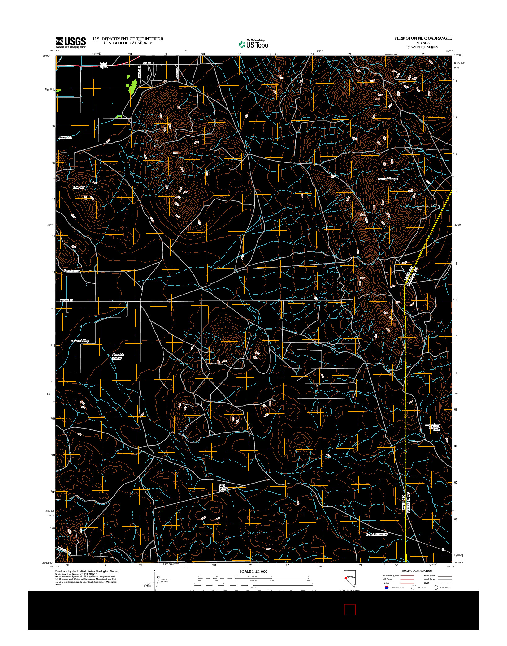USGS US TOPO 7.5-MINUTE MAP FOR YERINGTON NE, NV 2012