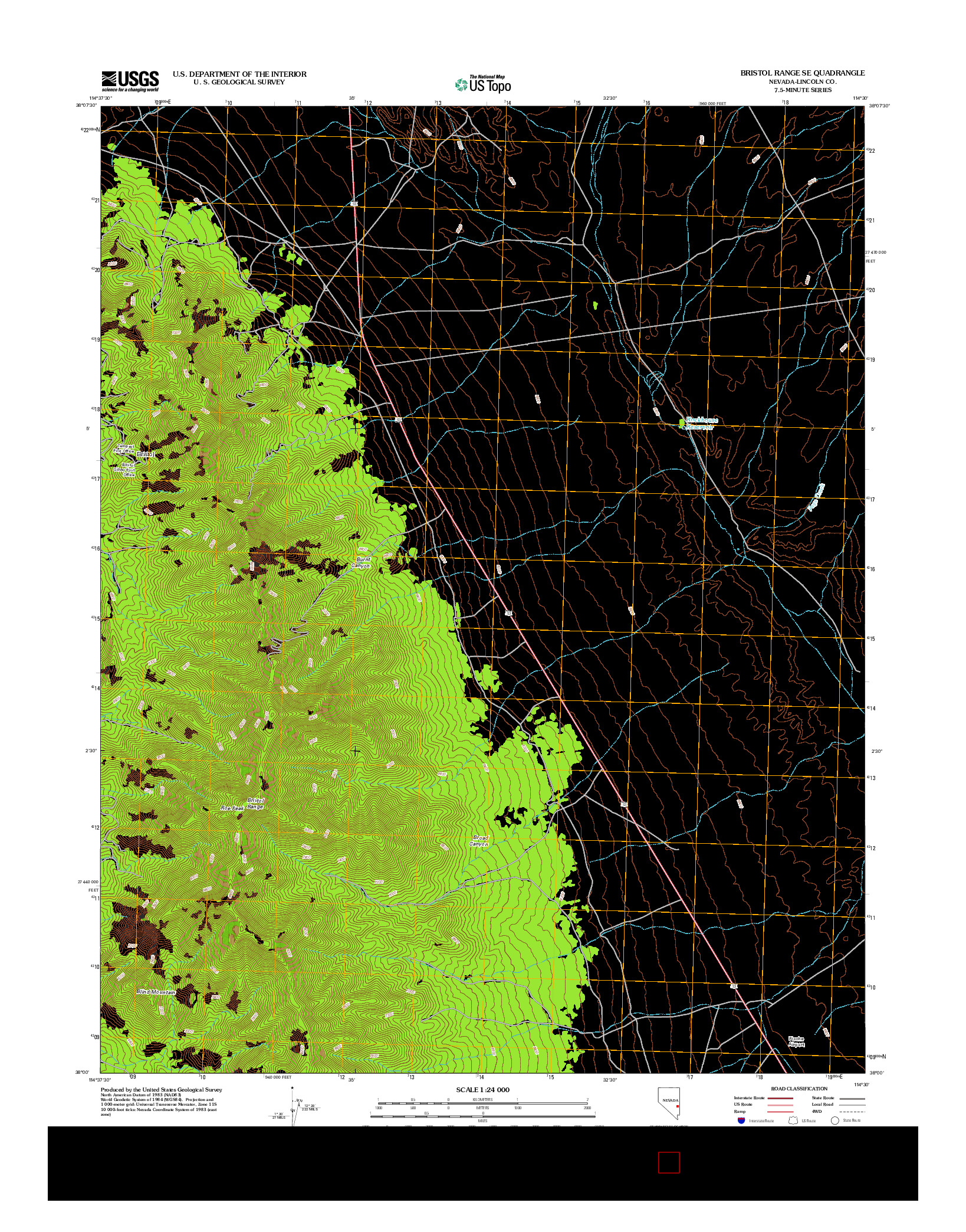 USGS US TOPO 7.5-MINUTE MAP FOR BRISTOL RANGE SE, NV 2012