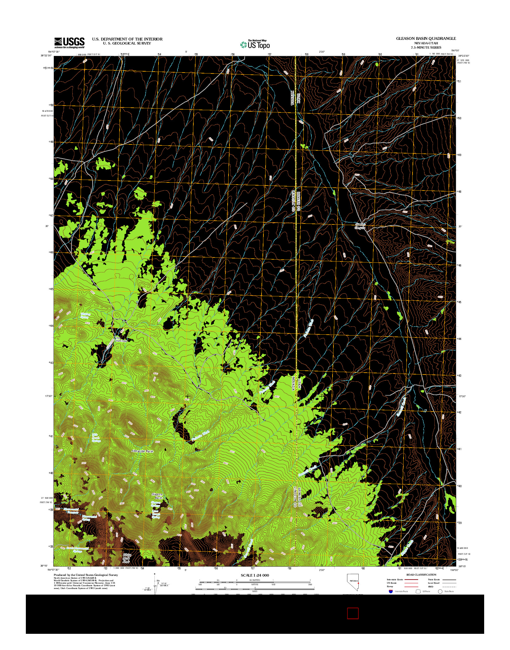 USGS US TOPO 7.5-MINUTE MAP FOR GLEASON BASIN, NV-UT 2012