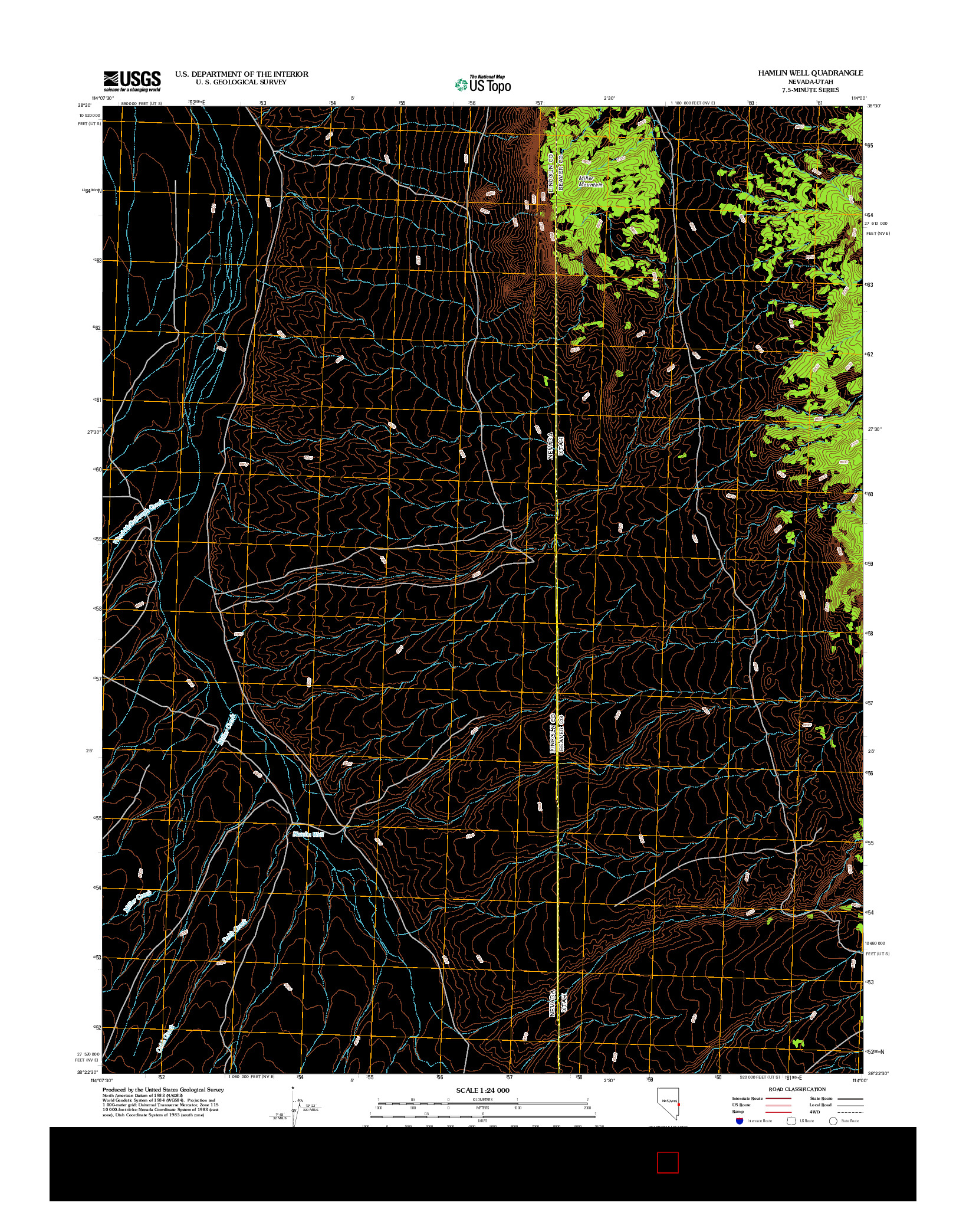 USGS US TOPO 7.5-MINUTE MAP FOR HAMLIN WELL, NV-UT 2012