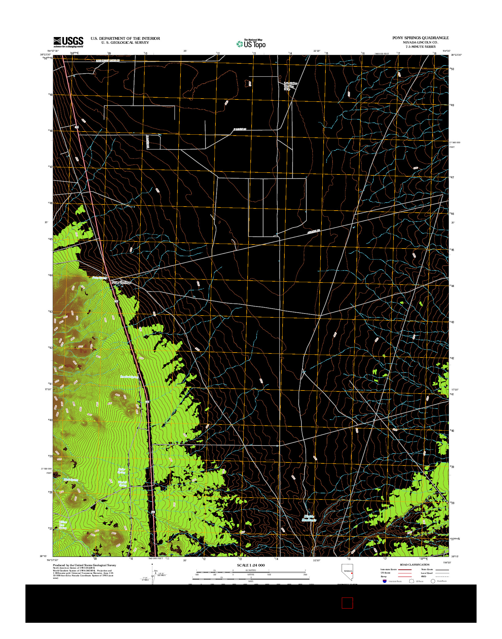 USGS US TOPO 7.5-MINUTE MAP FOR PONY SPRINGS, NV 2012