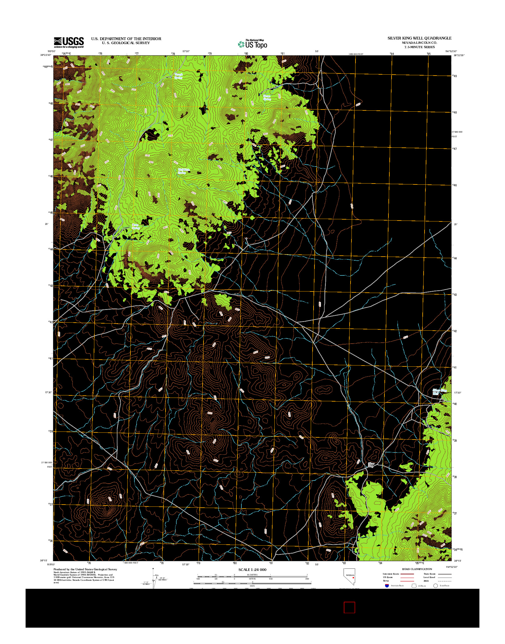 USGS US TOPO 7.5-MINUTE MAP FOR SILVER KING WELL, NV 2012