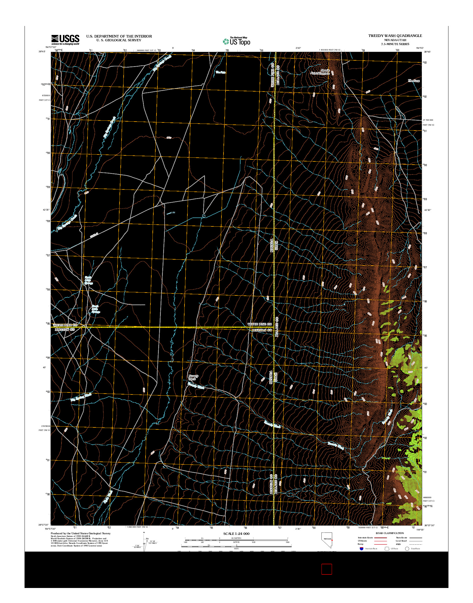 USGS US TOPO 7.5-MINUTE MAP FOR TWEEDY WASH, NV-UT 2012