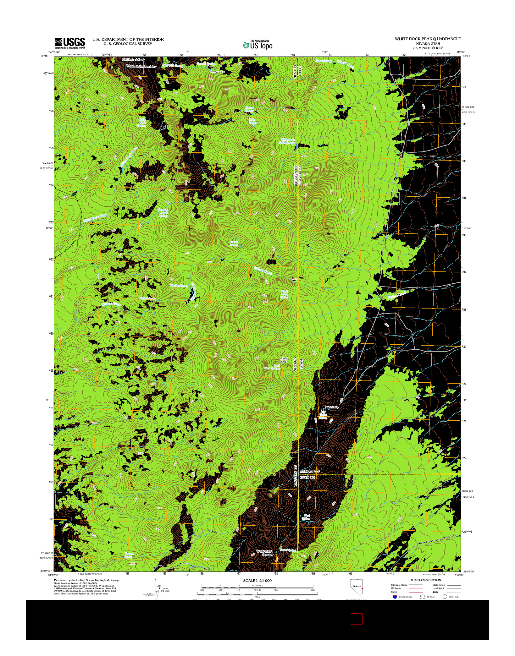 USGS US TOPO 7.5-MINUTE MAP FOR WHITE ROCK PEAK, NV-UT 2012