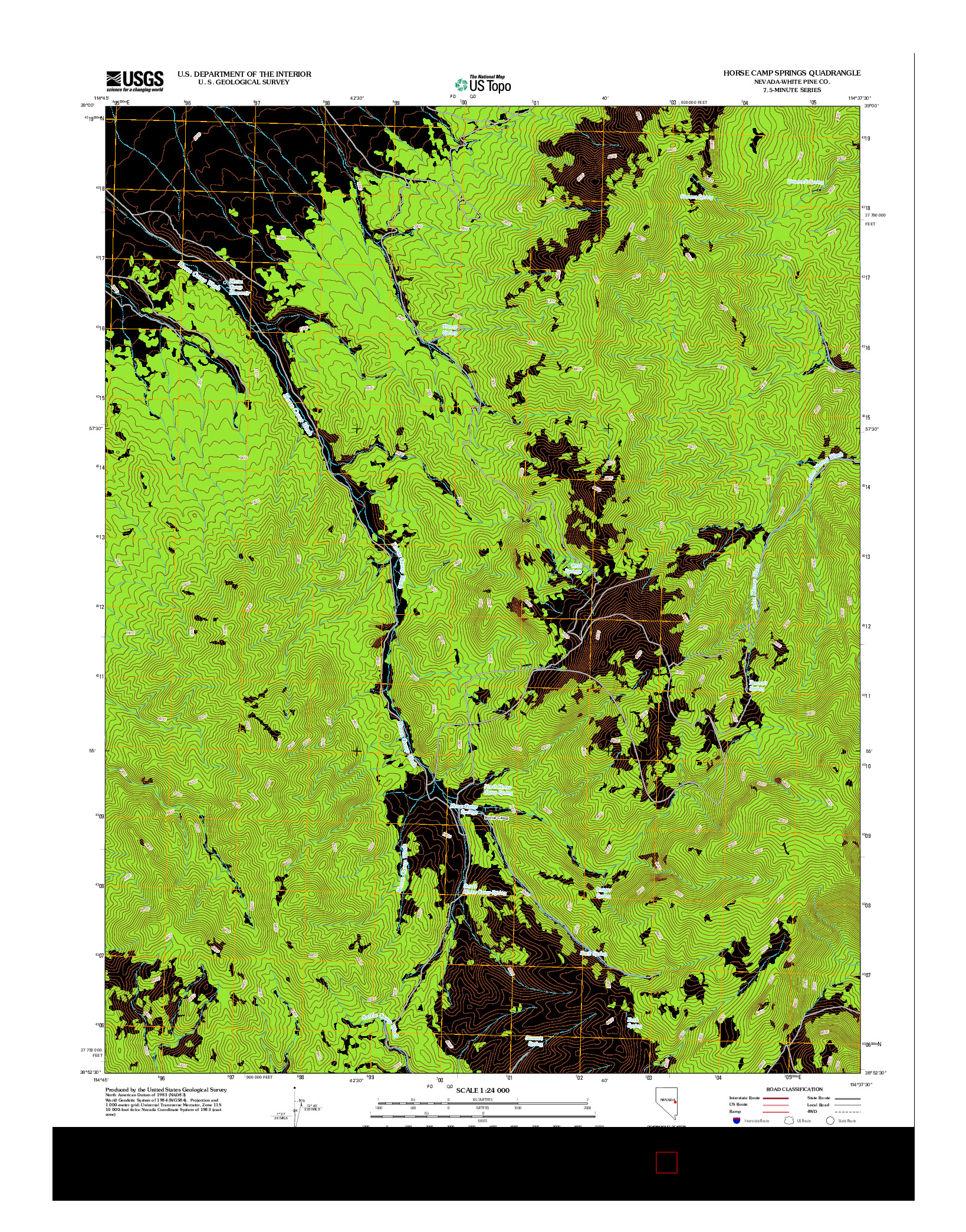 USGS US TOPO 7.5-MINUTE MAP FOR HORSE CAMP SPRINGS, NV 2012