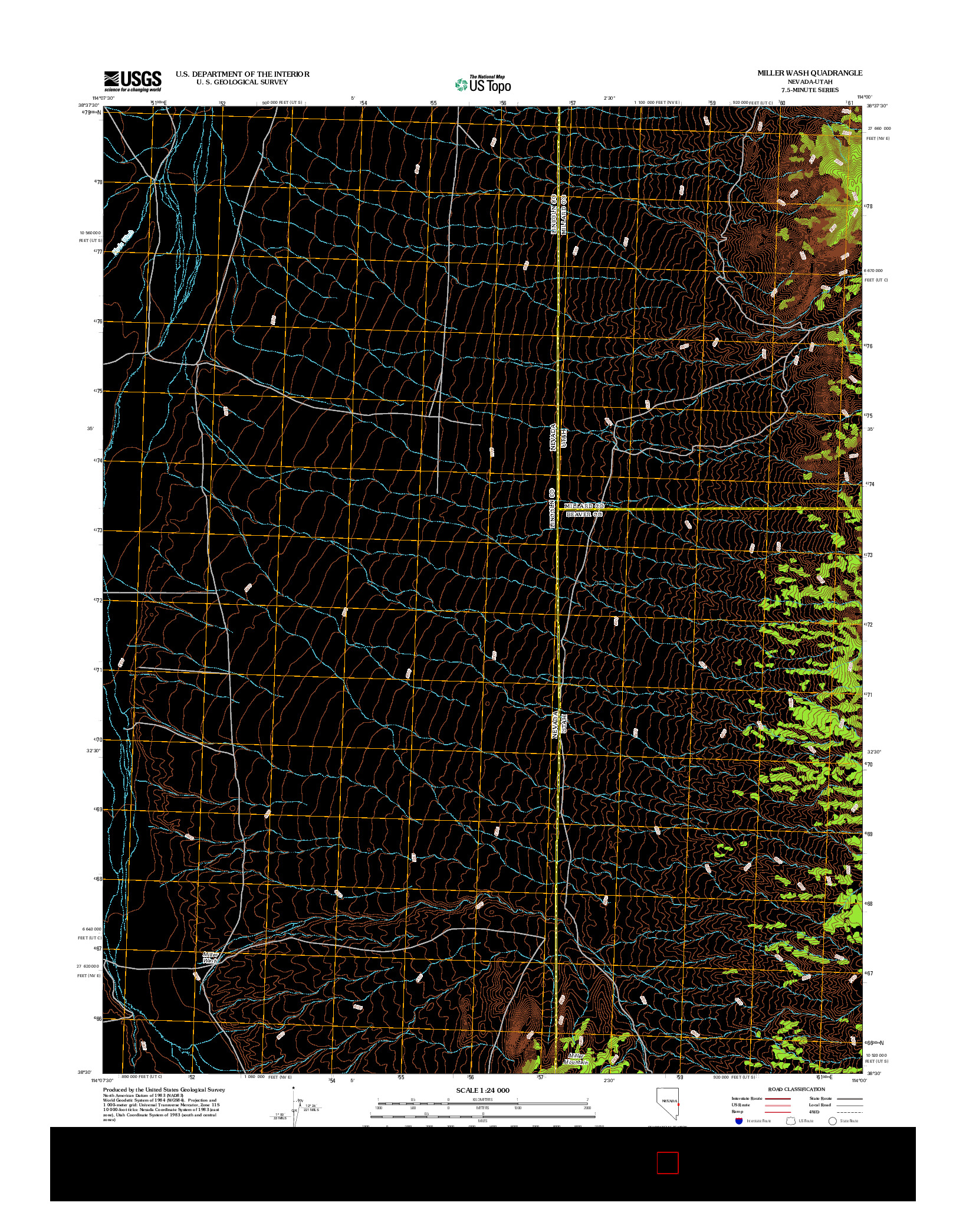 USGS US TOPO 7.5-MINUTE MAP FOR MILLER WASH, NV-UT 2012