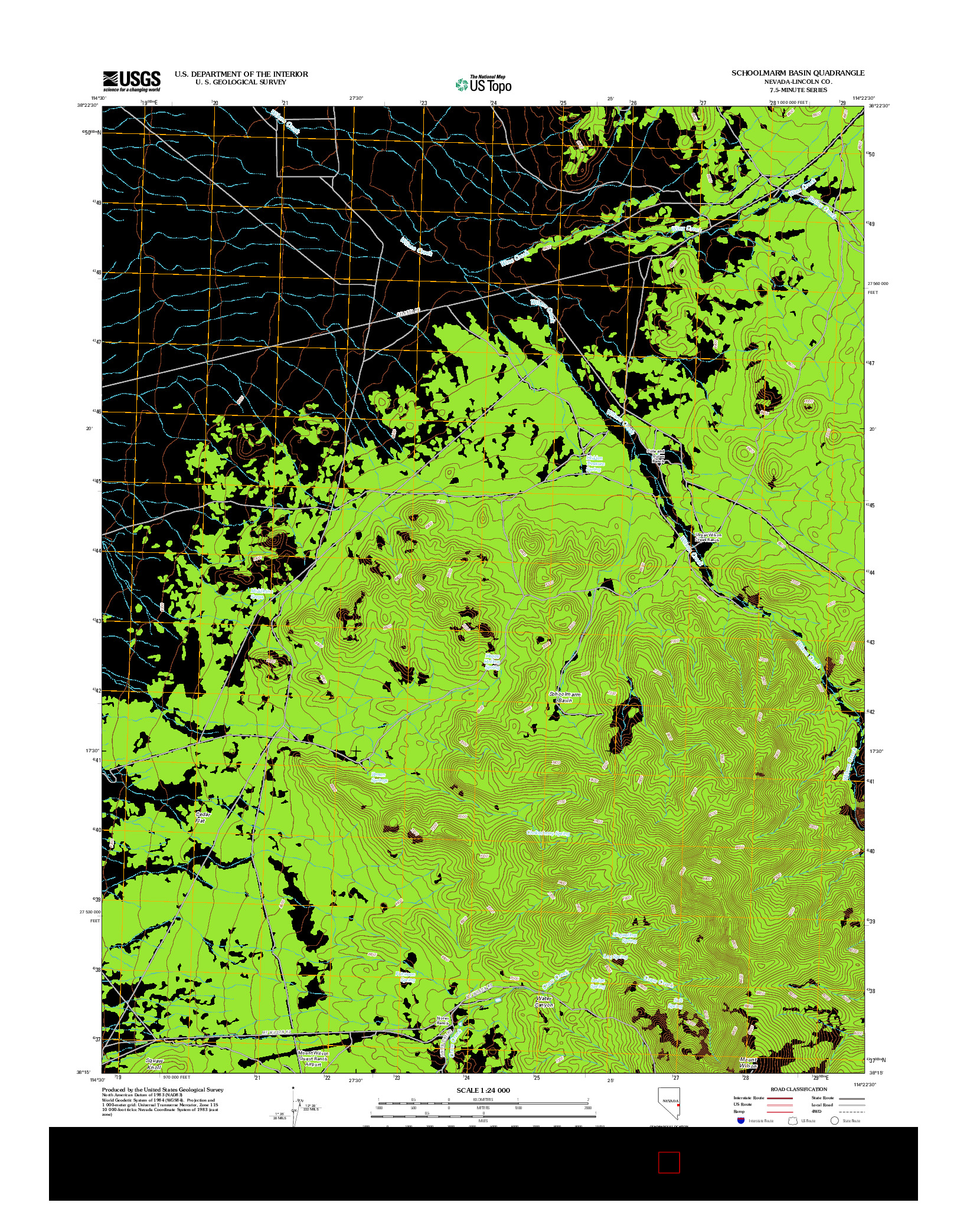 USGS US TOPO 7.5-MINUTE MAP FOR SCHOOLMARM BASIN, NV 2012