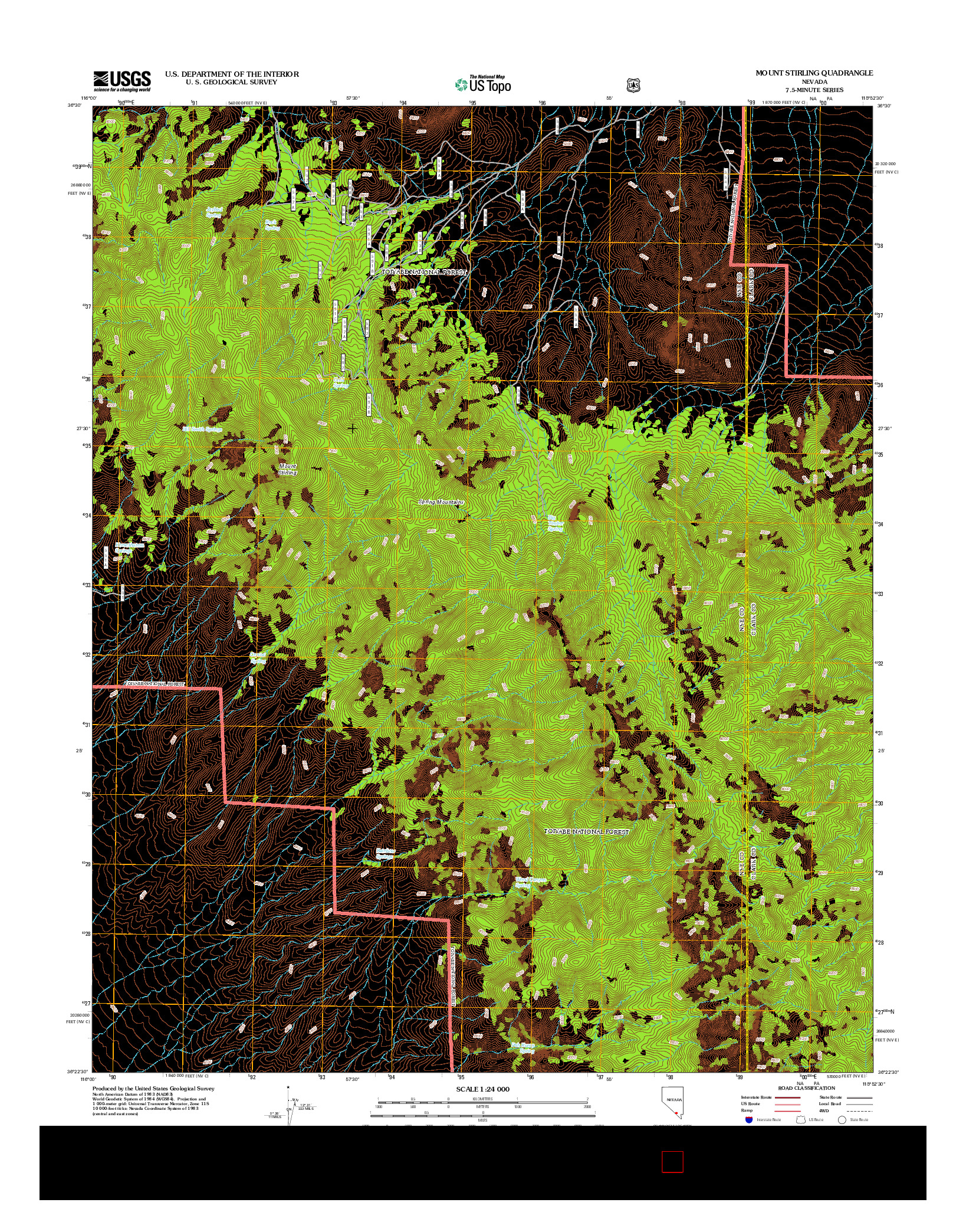 USGS US TOPO 7.5-MINUTE MAP FOR MOUNT STIRLING, NV 2012