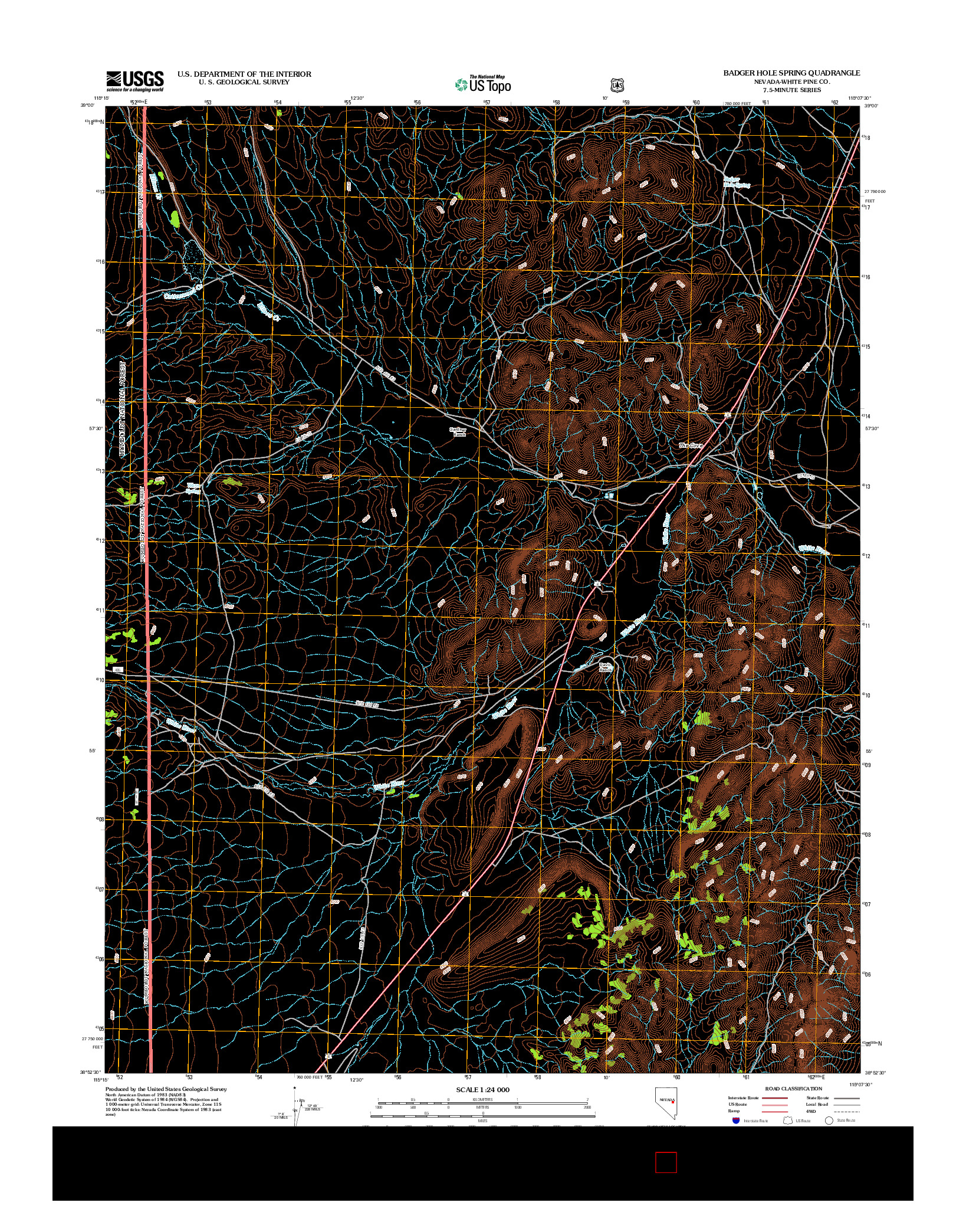 USGS US TOPO 7.5-MINUTE MAP FOR BADGER HOLE SPRING, NV 2012