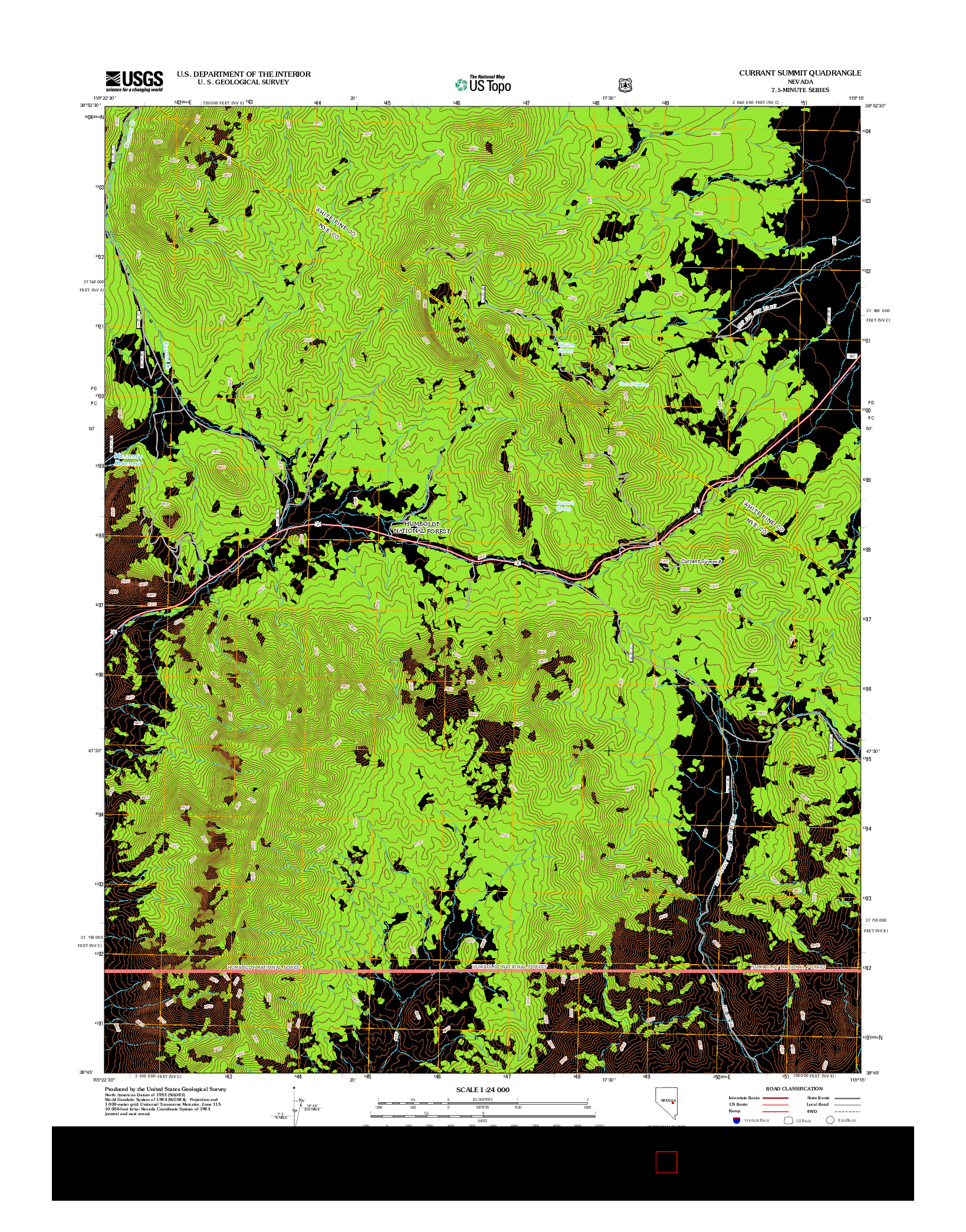 USGS US TOPO 7.5-MINUTE MAP FOR CURRANT SUMMIT, NV 2012