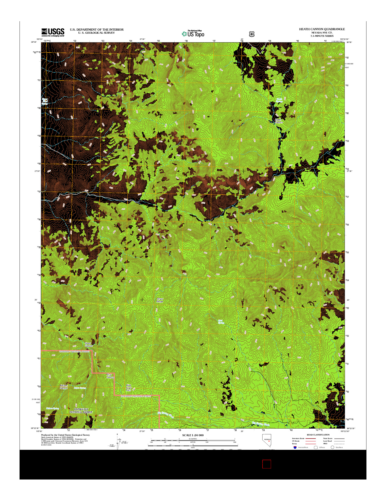 USGS US TOPO 7.5-MINUTE MAP FOR HEATH CANYON, NV 2012