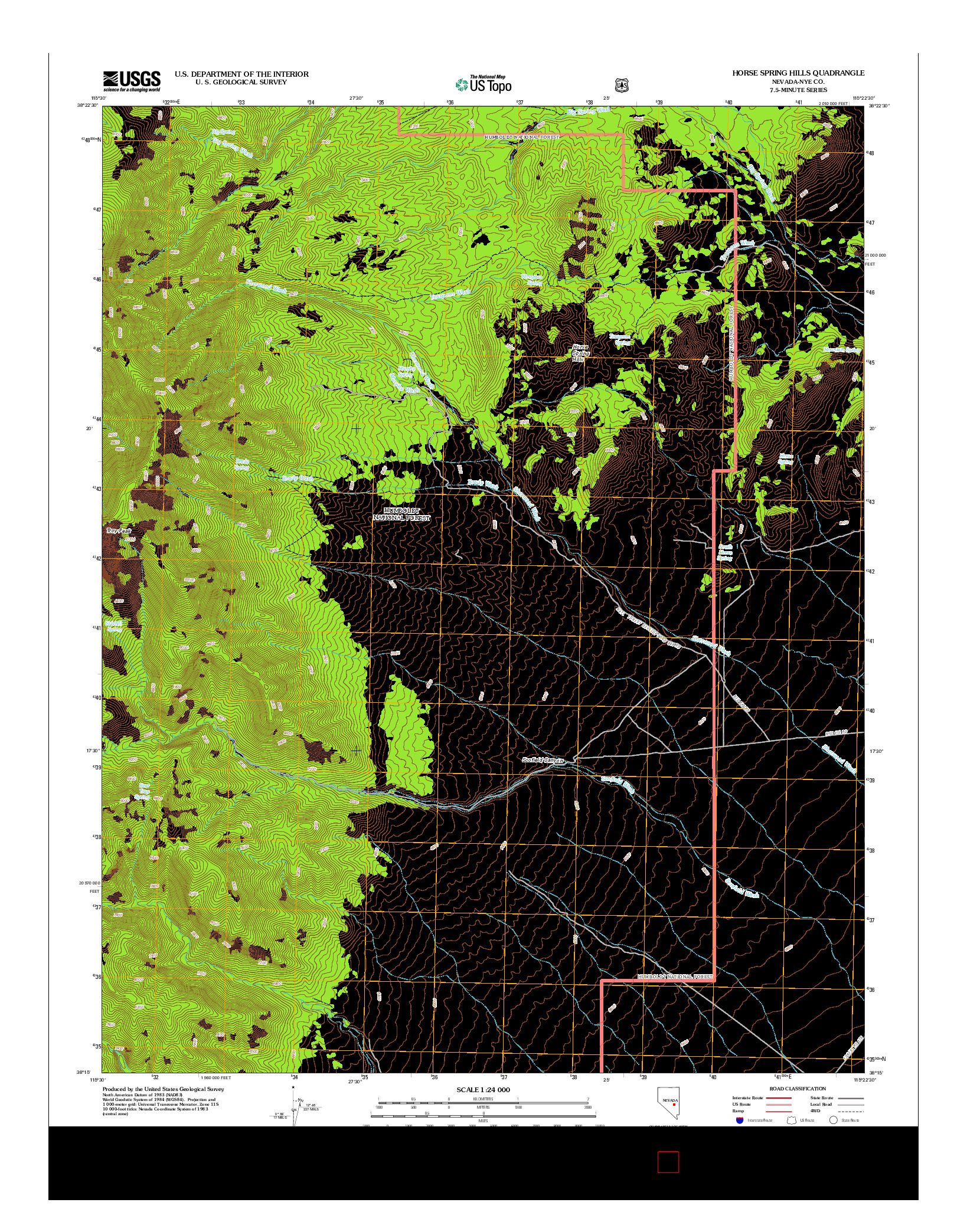 USGS US TOPO 7.5-MINUTE MAP FOR HORSE SPRING HILLS, NV 2012