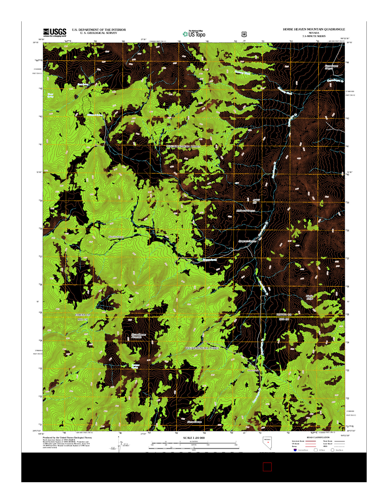 USGS US TOPO 7.5-MINUTE MAP FOR HORSE HEAVEN MOUNTAIN, NV 2012