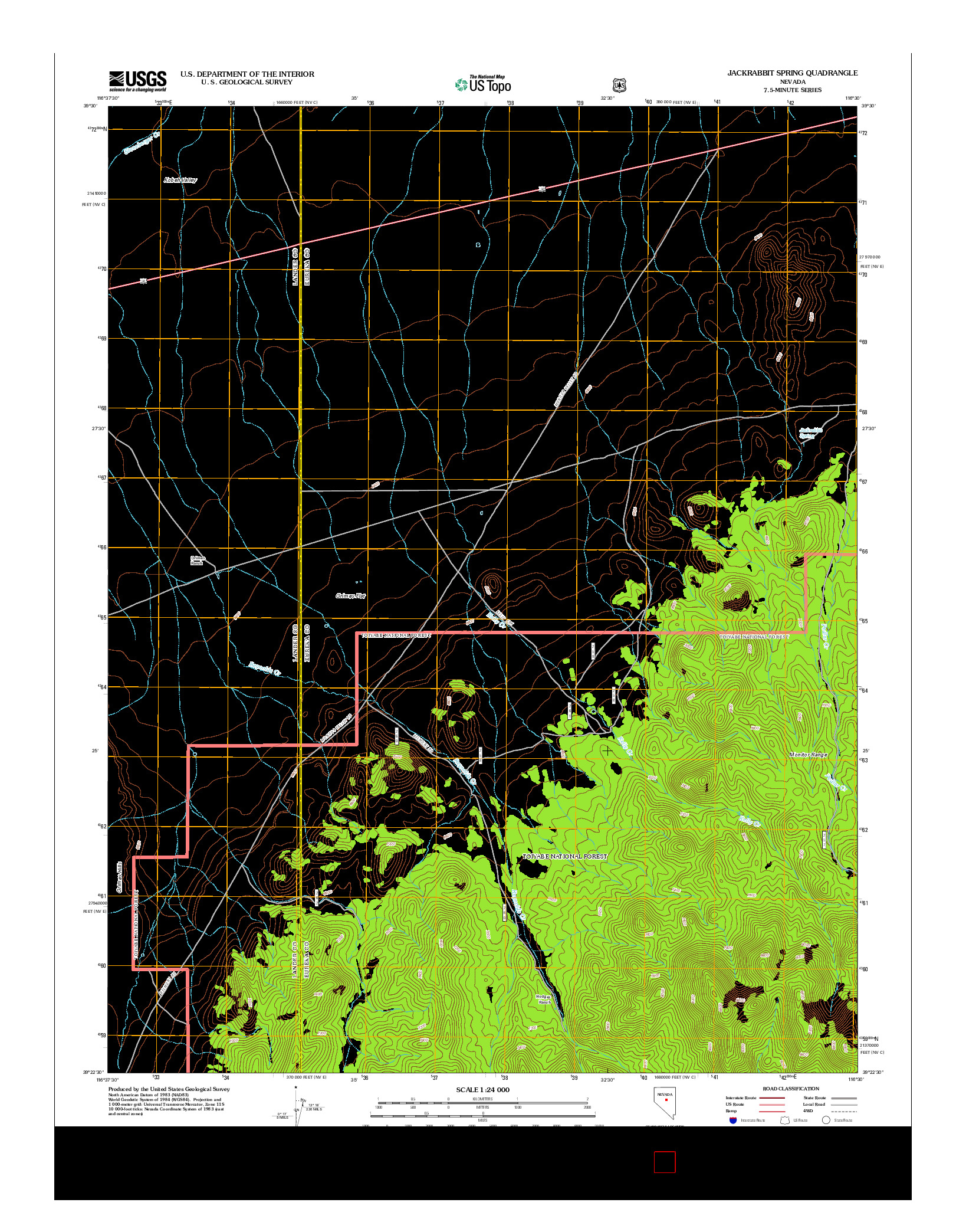 USGS US TOPO 7.5-MINUTE MAP FOR JACKRABBIT SPRING, NV 2012
