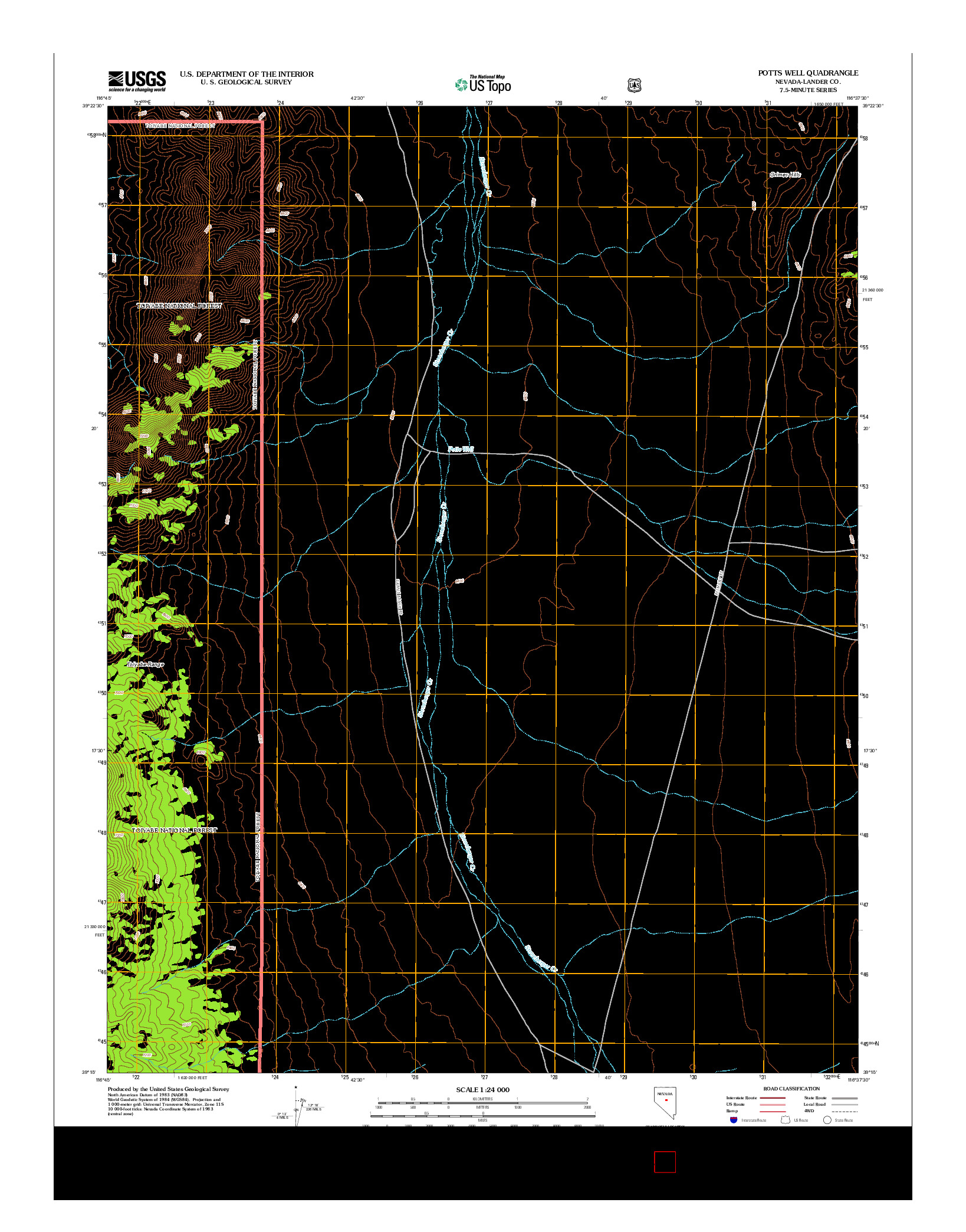 USGS US TOPO 7.5-MINUTE MAP FOR POTTS WELL, NV 2012