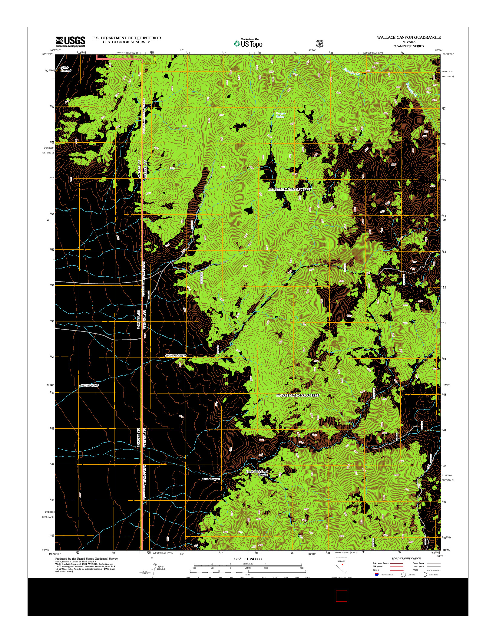 USGS US TOPO 7.5-MINUTE MAP FOR WALLACE CANYON, NV 2012