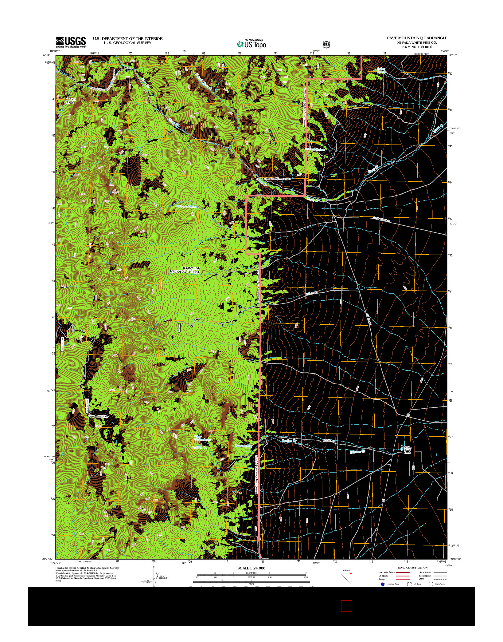 USGS US TOPO 7.5-MINUTE MAP FOR CAVE MOUNTAIN, NV 2012