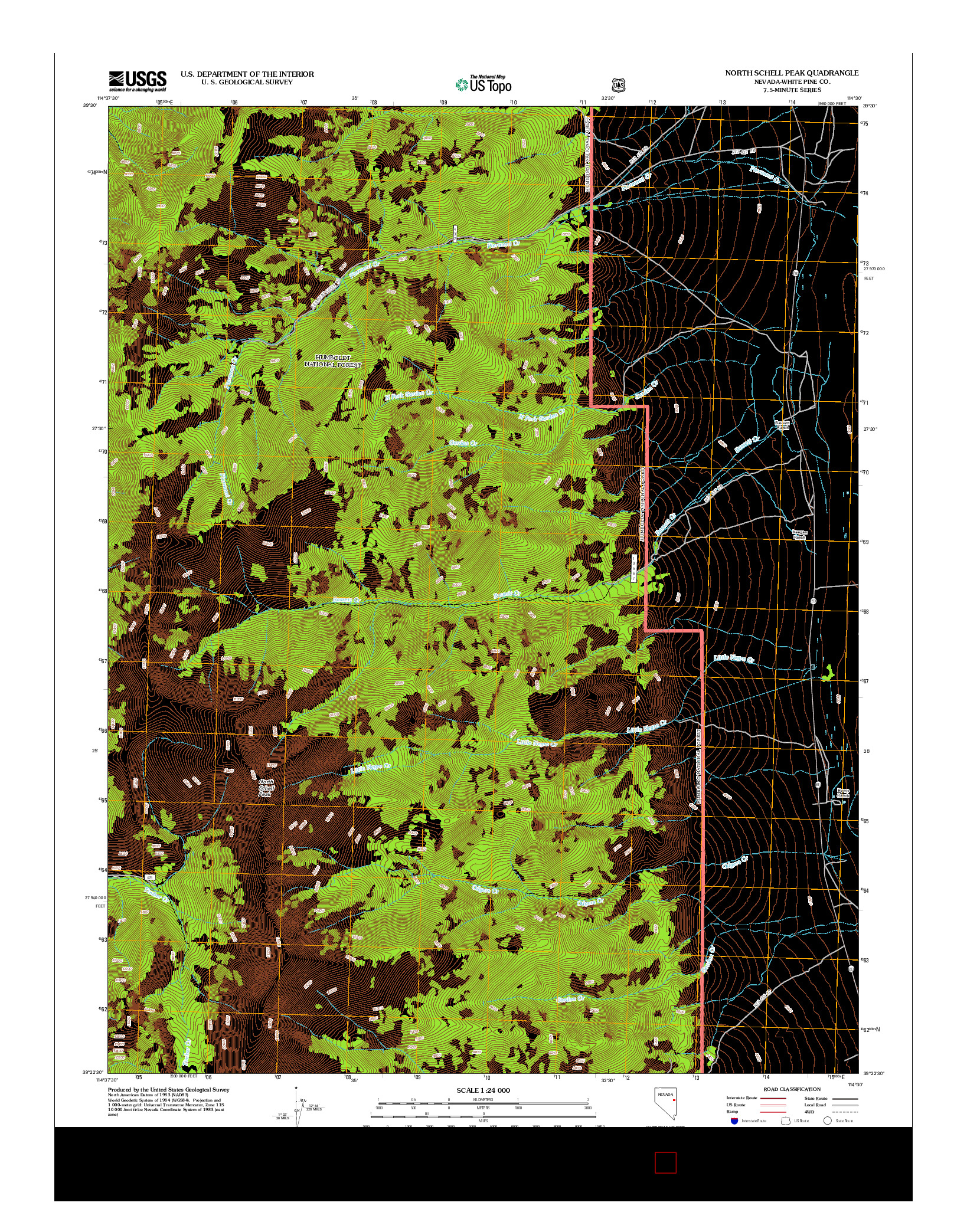 USGS US TOPO 7.5-MINUTE MAP FOR NORTH SCHELL PEAK, NV 2012