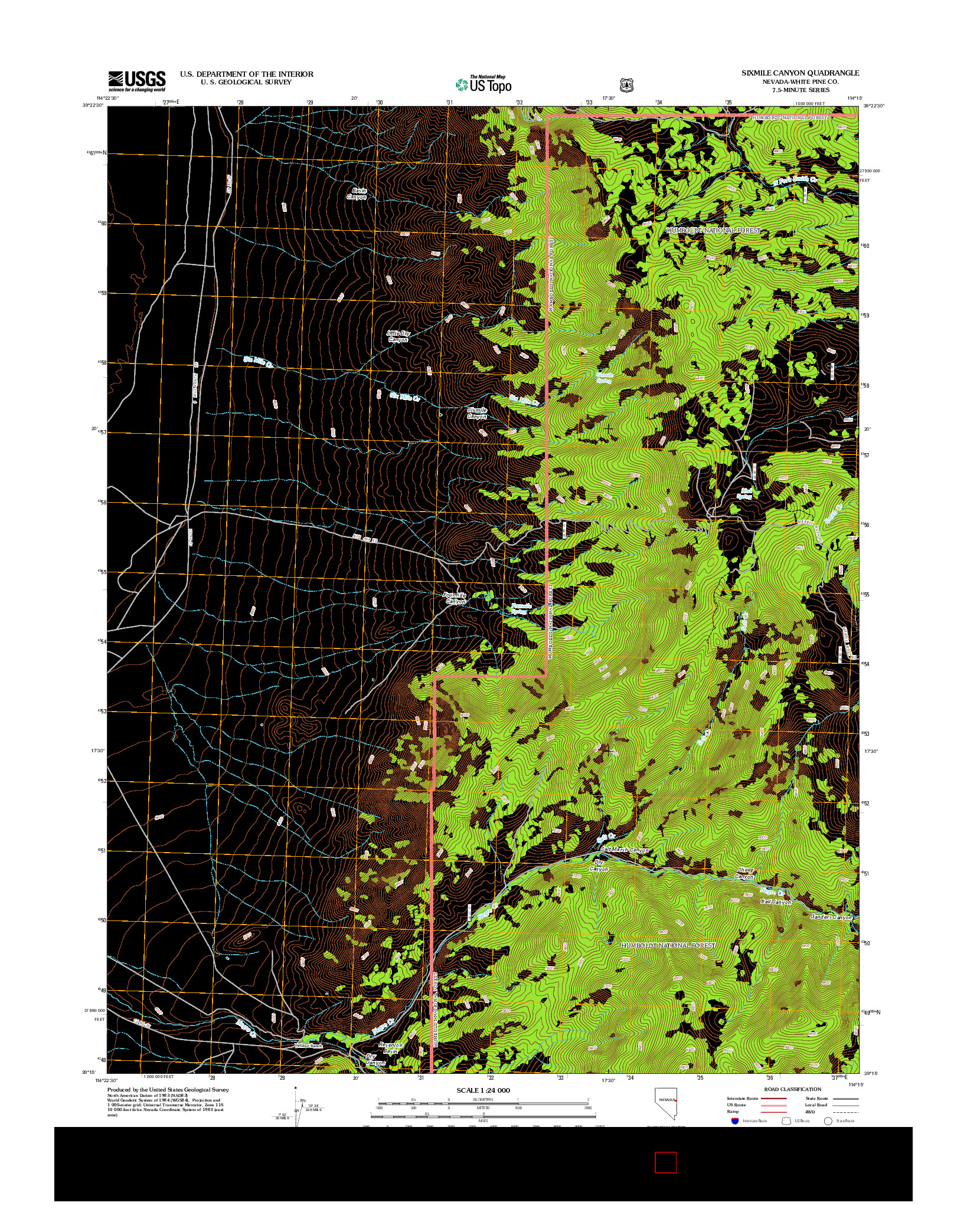 USGS US TOPO 7.5-MINUTE MAP FOR SIXMILE CANYON, NV 2012