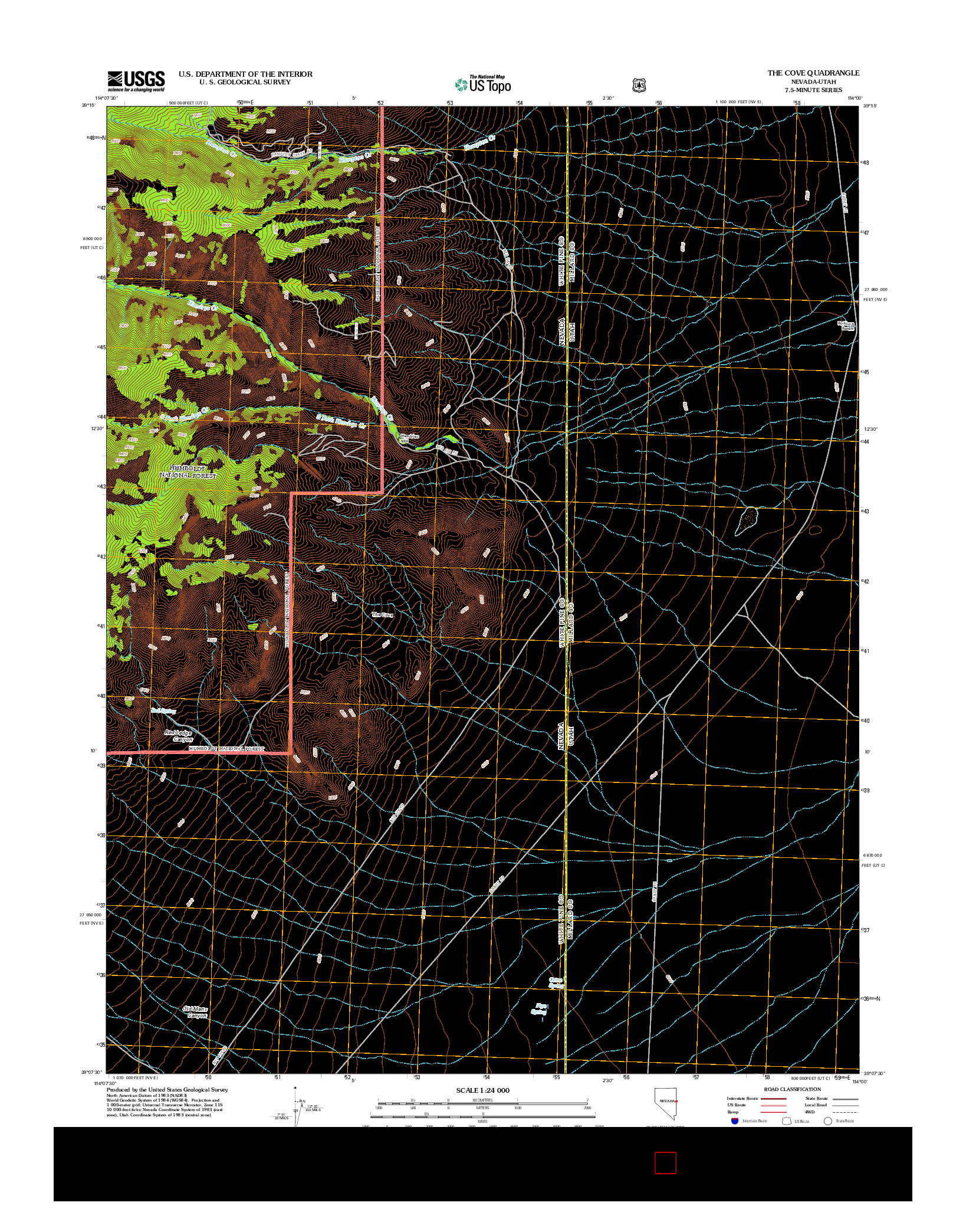 USGS US TOPO 7.5-MINUTE MAP FOR THE COVE, NV-UT 2012