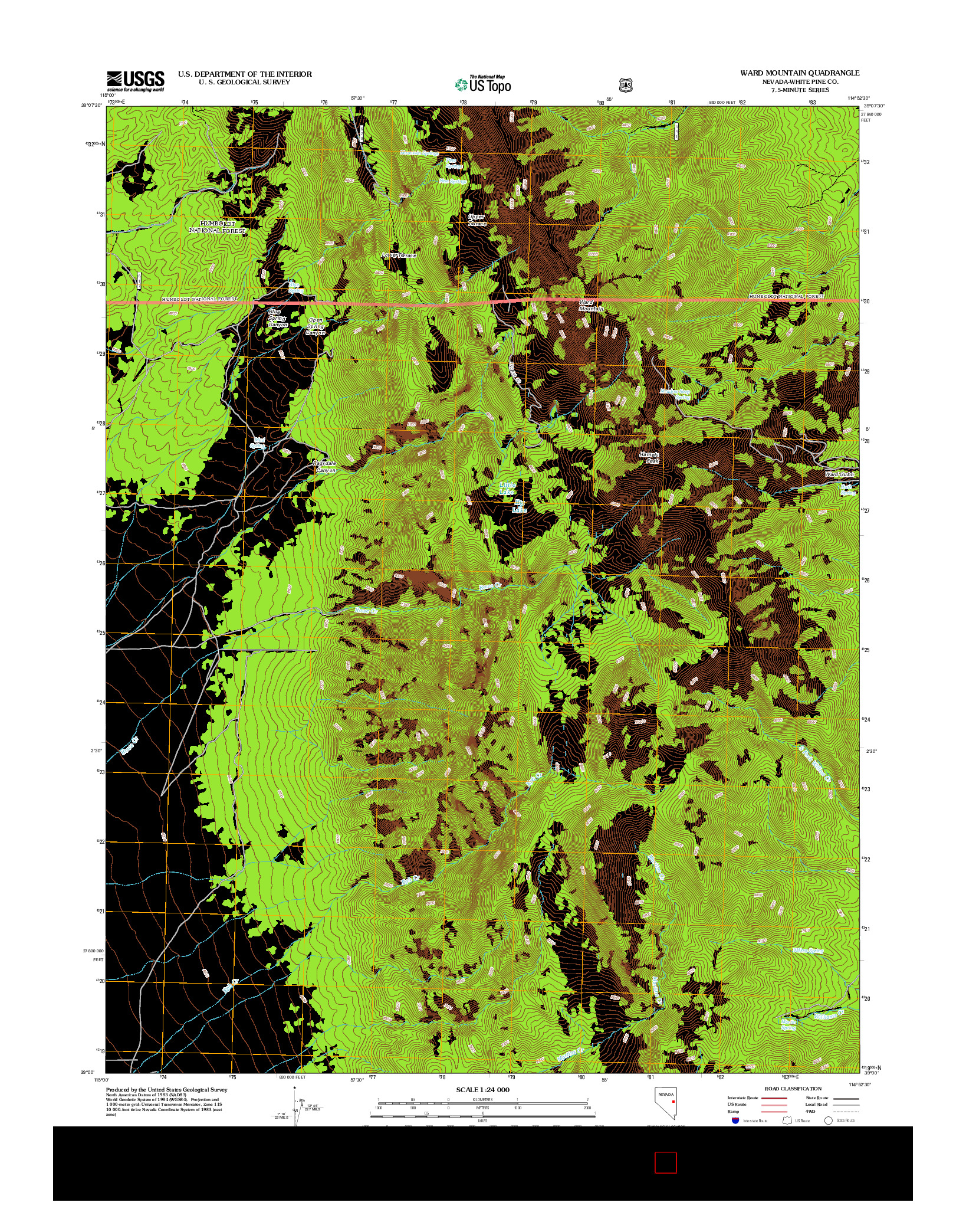 USGS US TOPO 7.5-MINUTE MAP FOR WARD MOUNTAIN, NV 2012