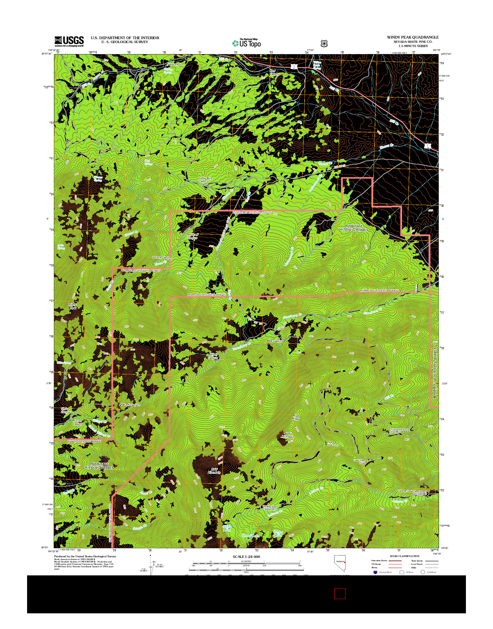 USGS US TOPO 7.5-MINUTE MAP FOR WINDY PEAK, NV 2012