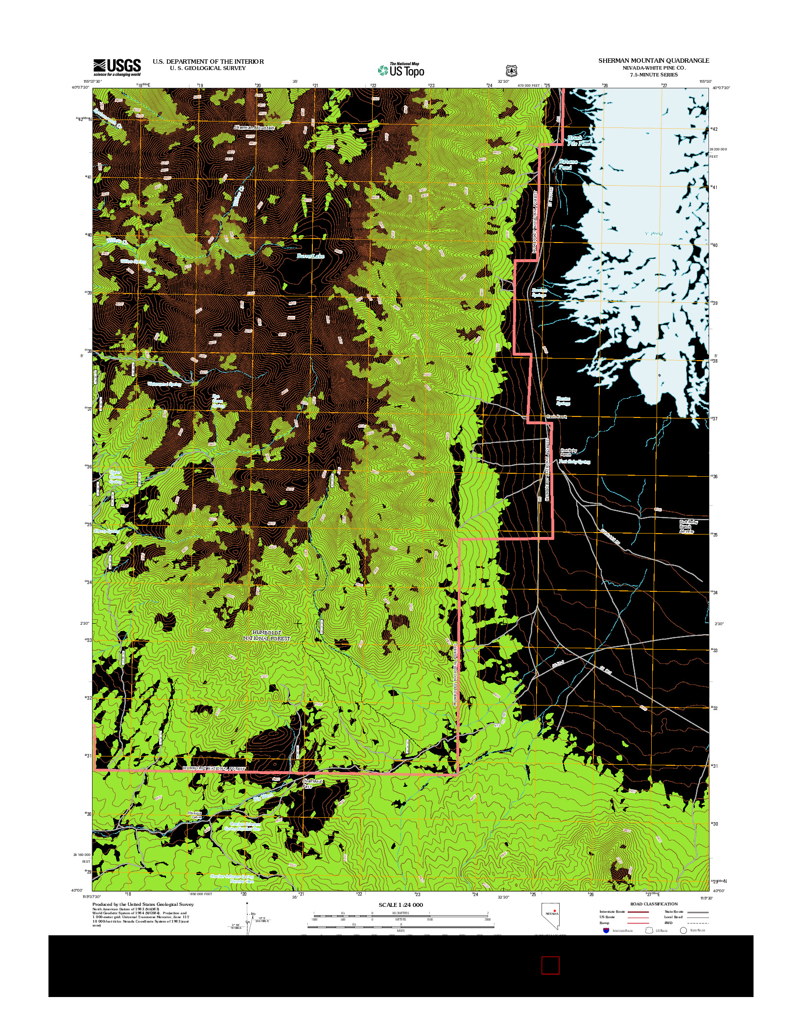 USGS US TOPO 7.5-MINUTE MAP FOR SHERMAN MOUNTAIN, NV 2012