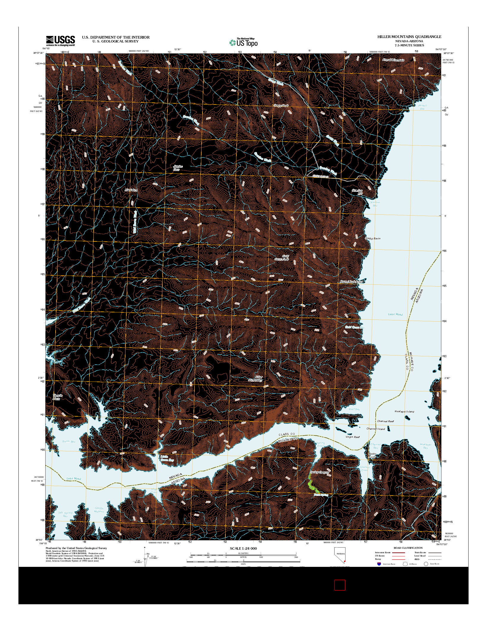 USGS US TOPO 7.5-MINUTE MAP FOR HILLER MOUNTAINS, NV-AZ 2012