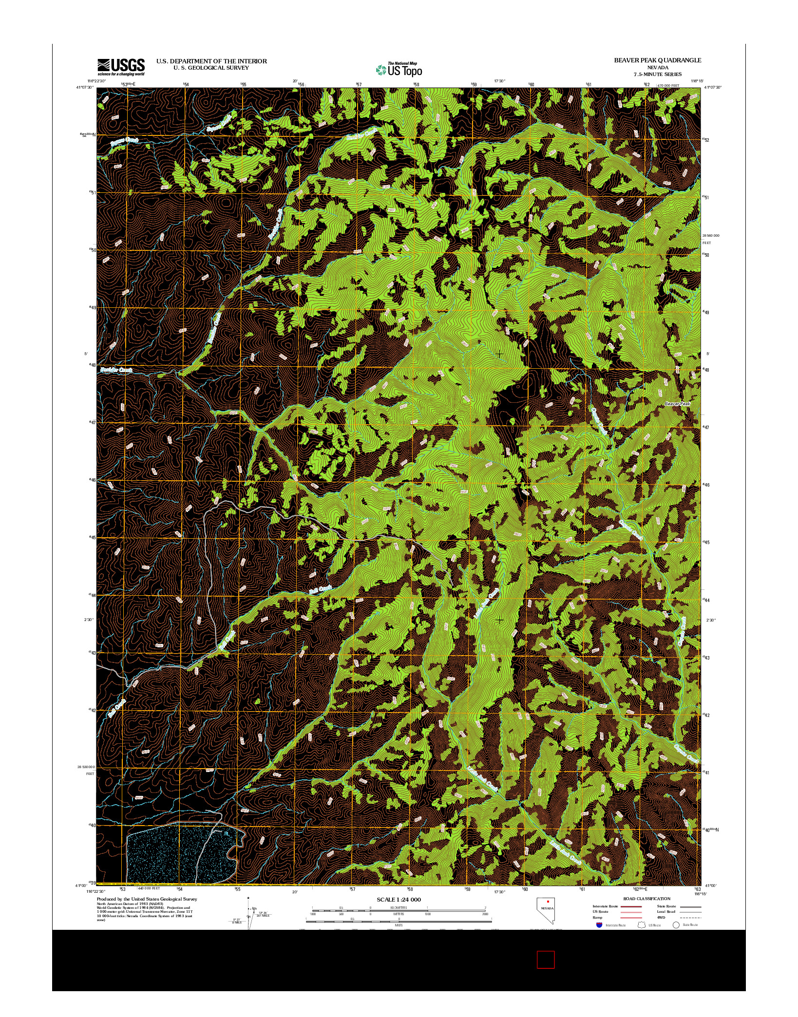 USGS US TOPO 7.5-MINUTE MAP FOR BEAVER PEAK, NV 2012