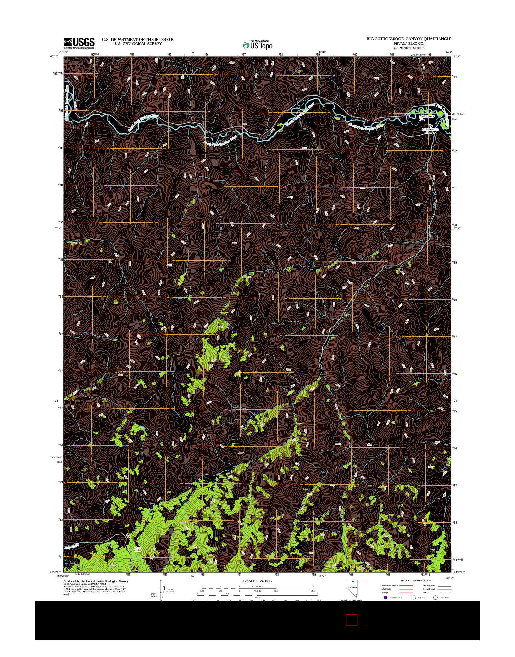 USGS US TOPO 7.5-MINUTE MAP FOR BIG COTTONWOOD CANYON, NV 2012