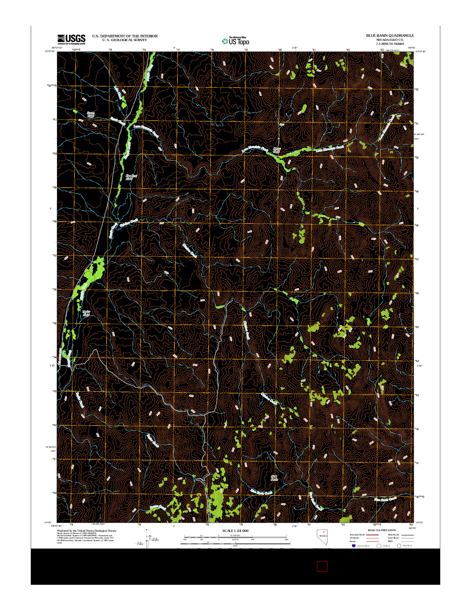 USGS US TOPO 7.5-MINUTE MAP FOR BLUE BASIN, NV 2012