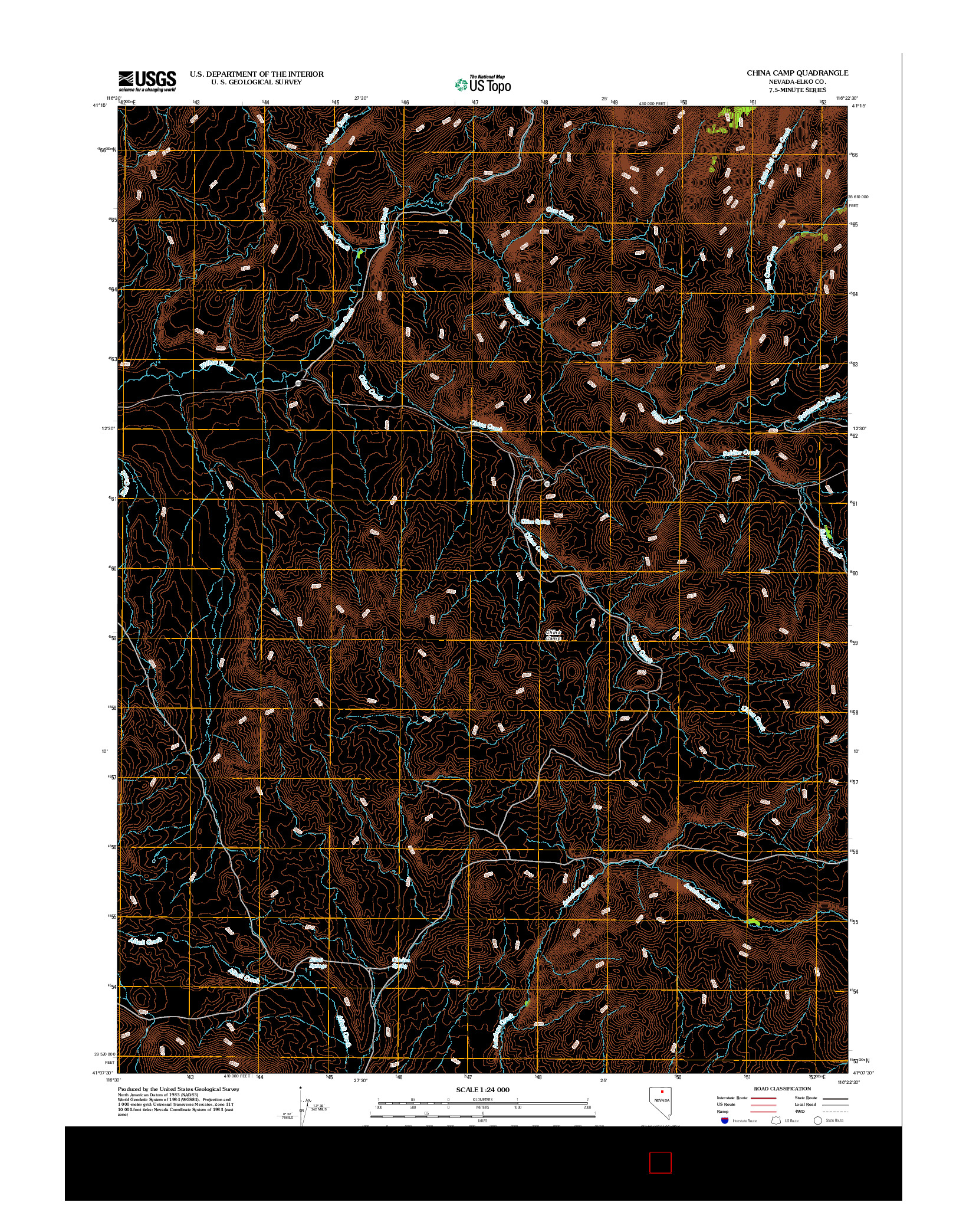 USGS US TOPO 7.5-MINUTE MAP FOR CHINA CAMP, NV 2012