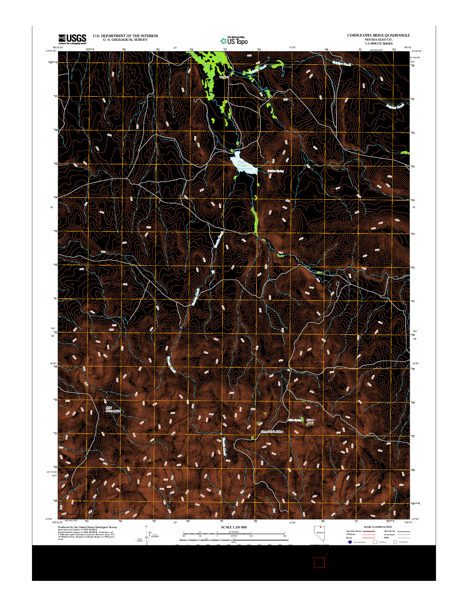 USGS US TOPO 7.5-MINUTE MAP FOR CORNUCOPIA RIDGE, NV 2012