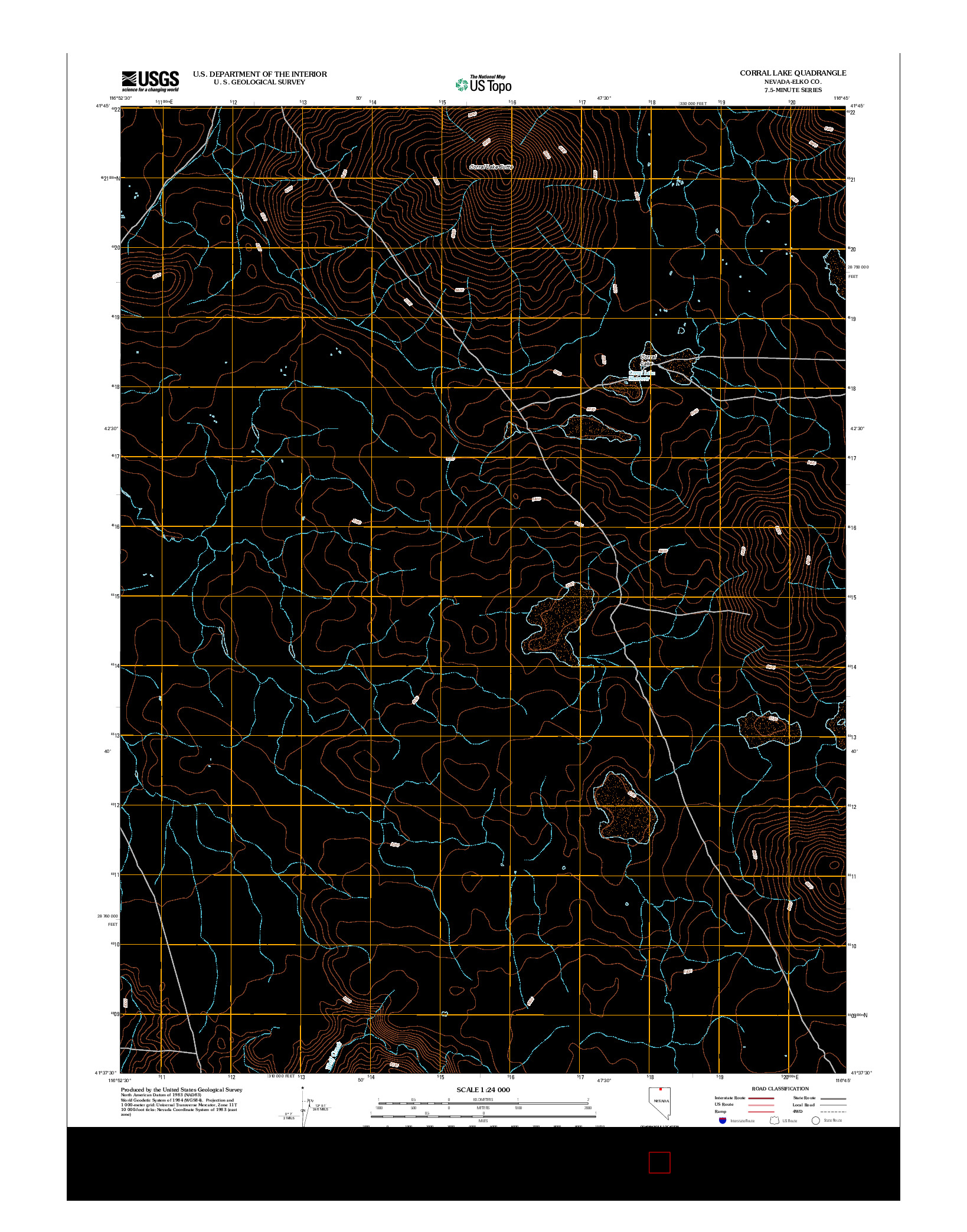 USGS US TOPO 7.5-MINUTE MAP FOR CORRAL LAKE, NV 2012