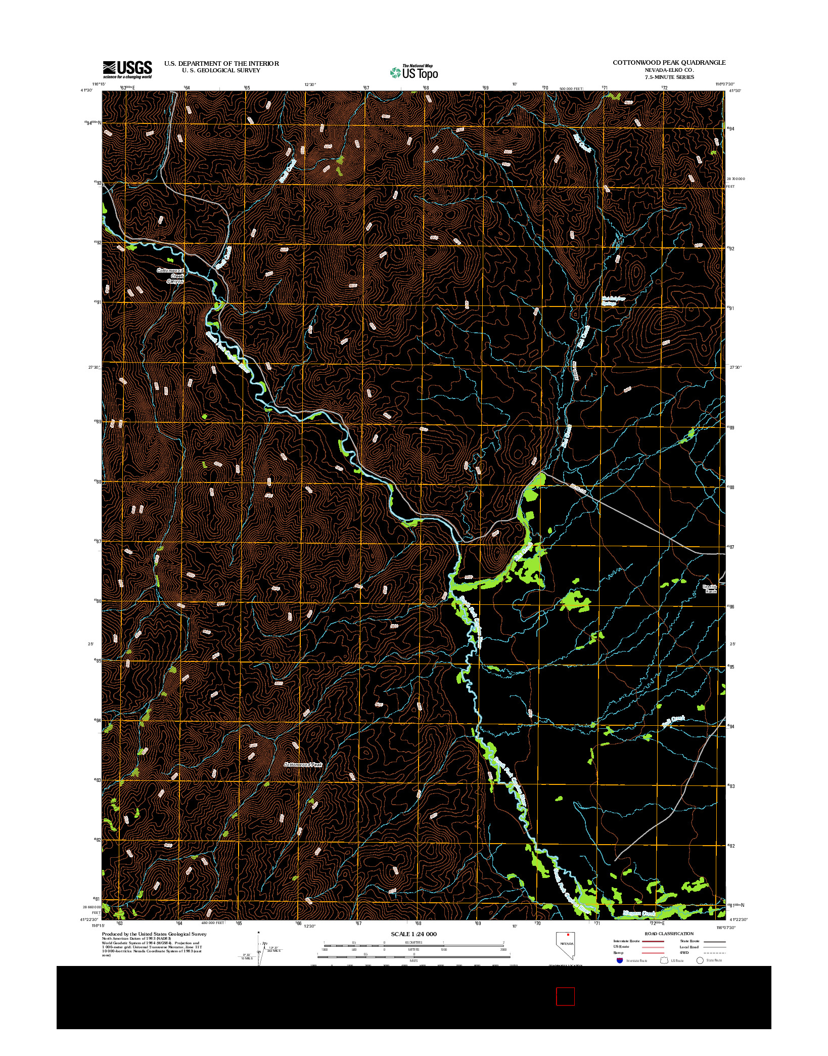 USGS US TOPO 7.5-MINUTE MAP FOR COTTONWOOD PEAK, NV 2012