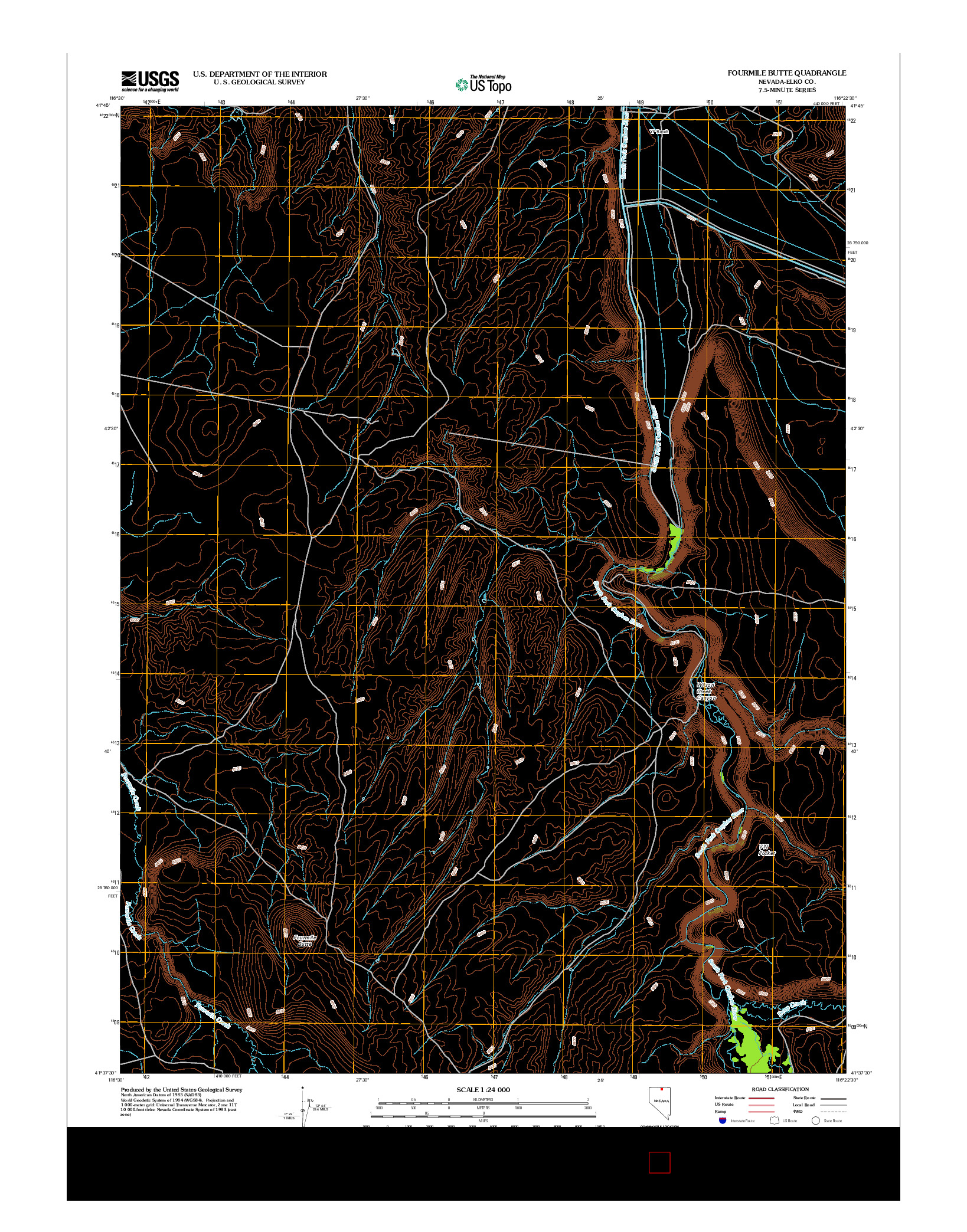 USGS US TOPO 7.5-MINUTE MAP FOR FOURMILE BUTTE, NV 2012