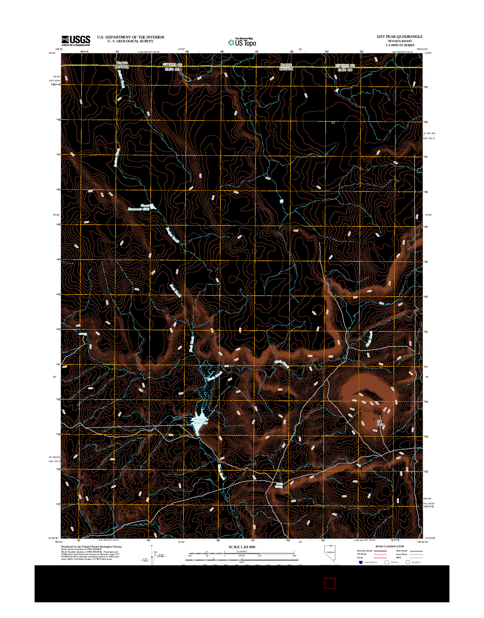 USGS US TOPO 7.5-MINUTE MAP FOR HAT PEAK, NV-ID 2012