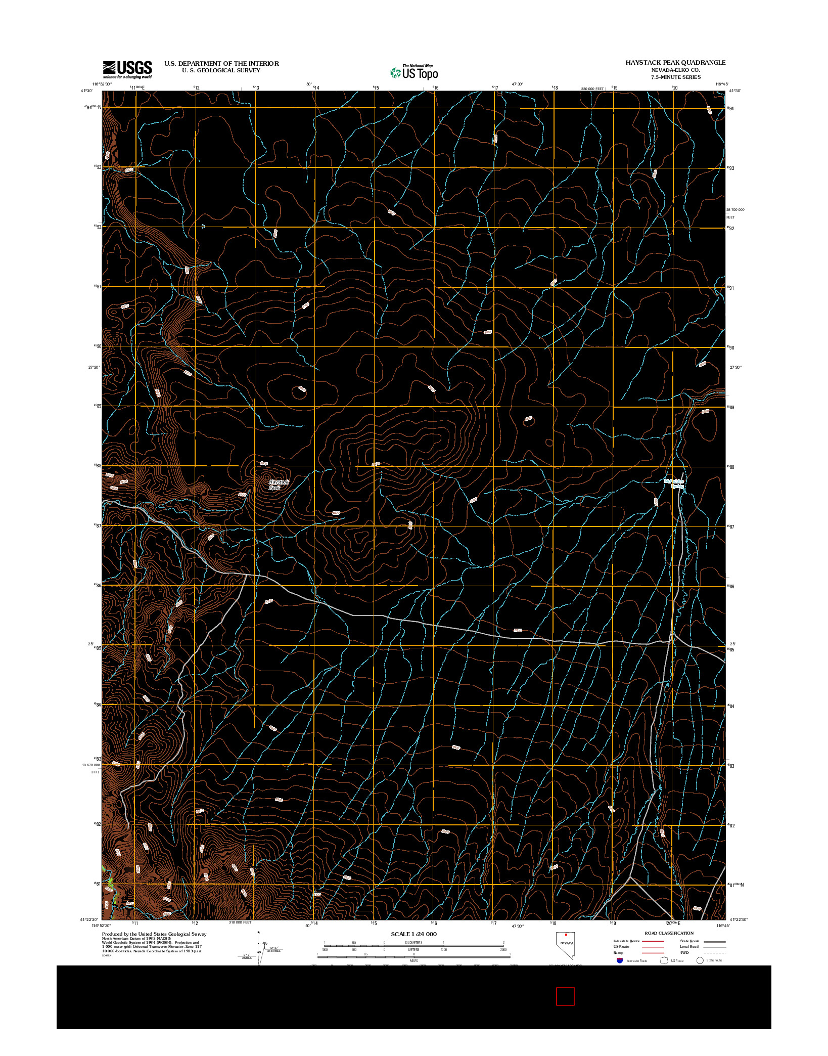 USGS US TOPO 7.5-MINUTE MAP FOR HAYSTACK PEAK, NV 2012