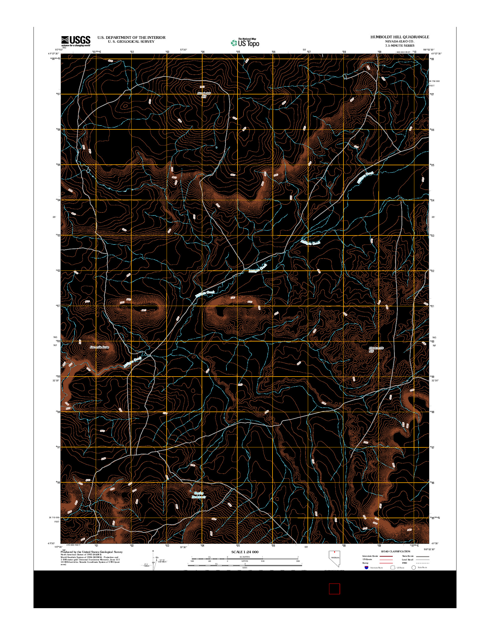 USGS US TOPO 7.5-MINUTE MAP FOR HUMBOLDT HILL, NV 2012