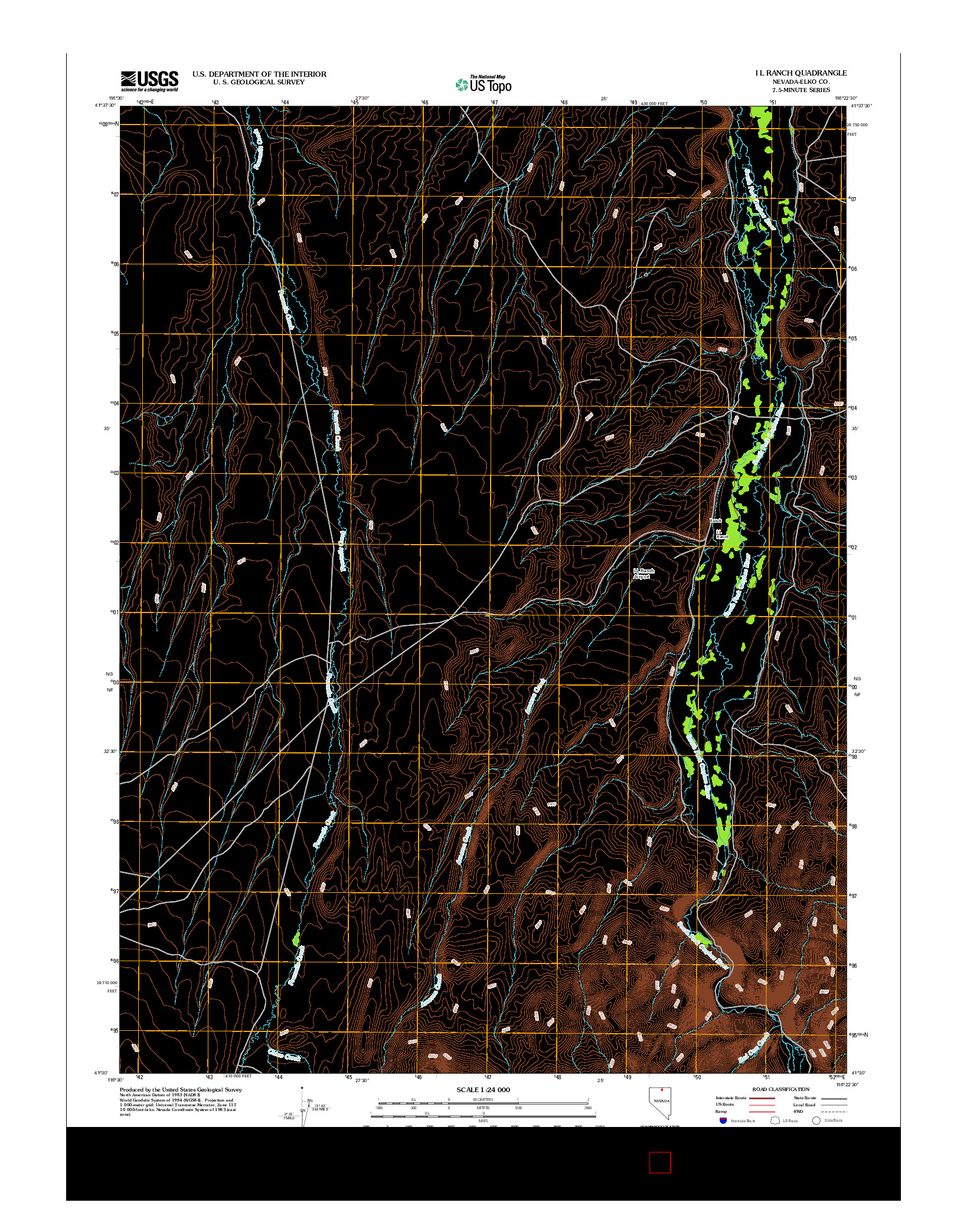 USGS US TOPO 7.5-MINUTE MAP FOR I L RANCH, NV 2012