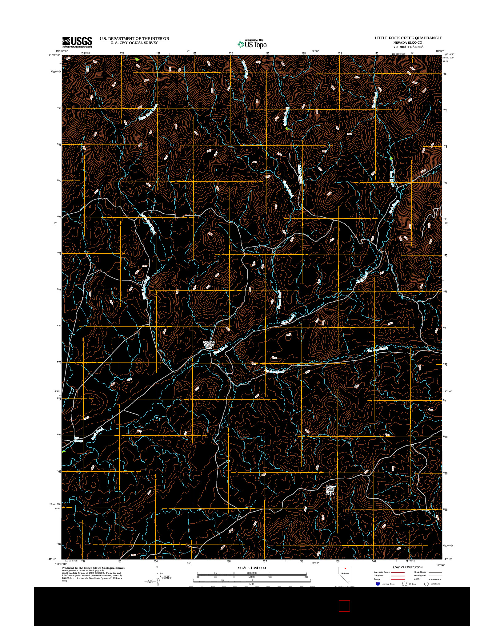 USGS US TOPO 7.5-MINUTE MAP FOR LITTLE ROCK CREEK, NV 2012