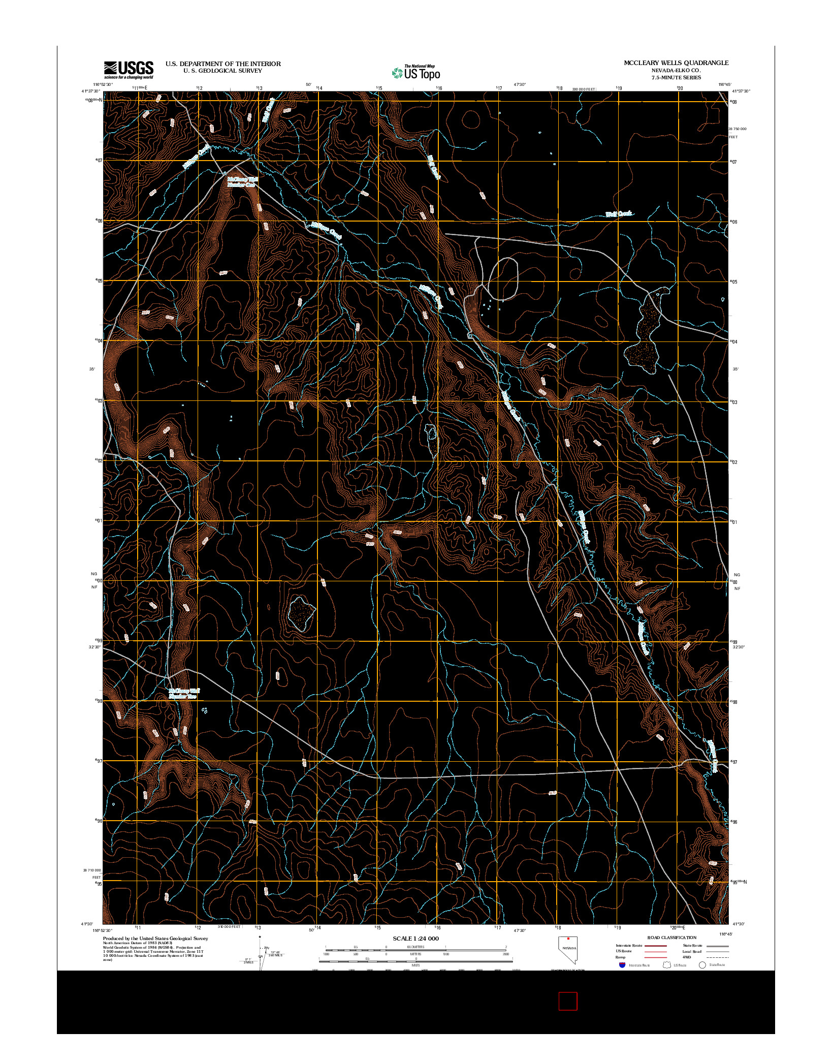 USGS US TOPO 7.5-MINUTE MAP FOR MCCLEARY WELLS, NV 2012