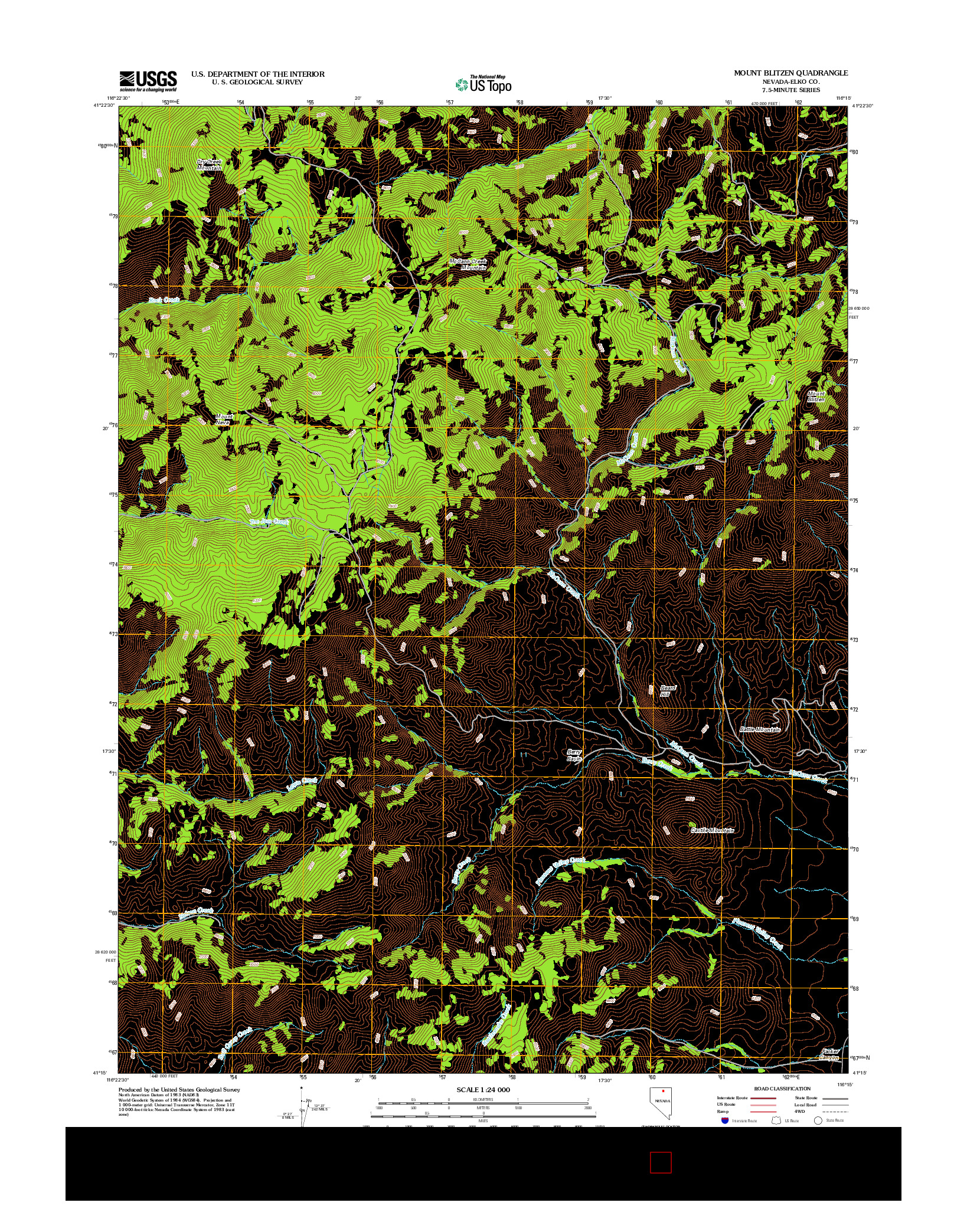 USGS US TOPO 7.5-MINUTE MAP FOR MOUNT BLITZEN, NV 2012