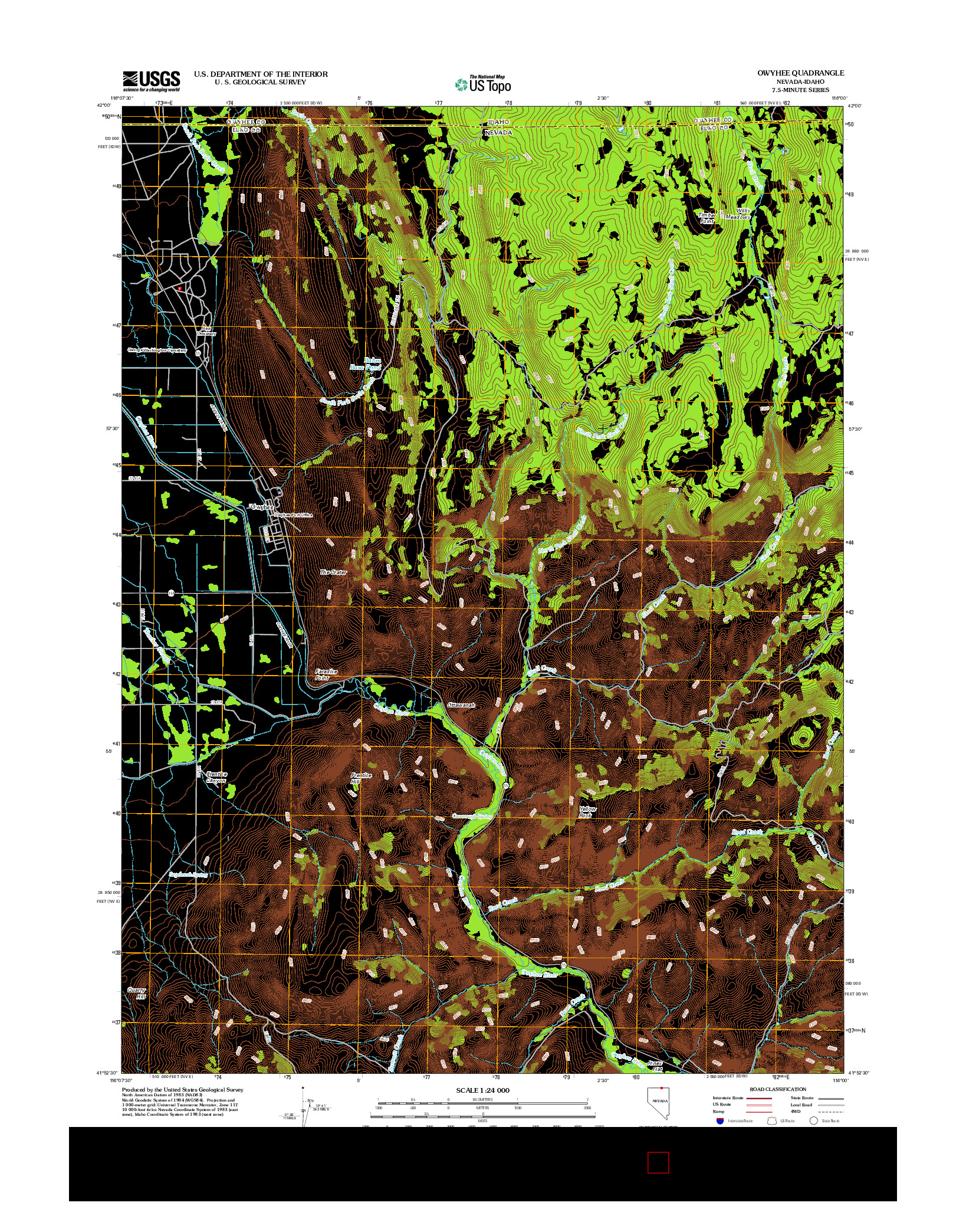 USGS US TOPO 7.5-MINUTE MAP FOR OWYHEE, NV-ID 2012