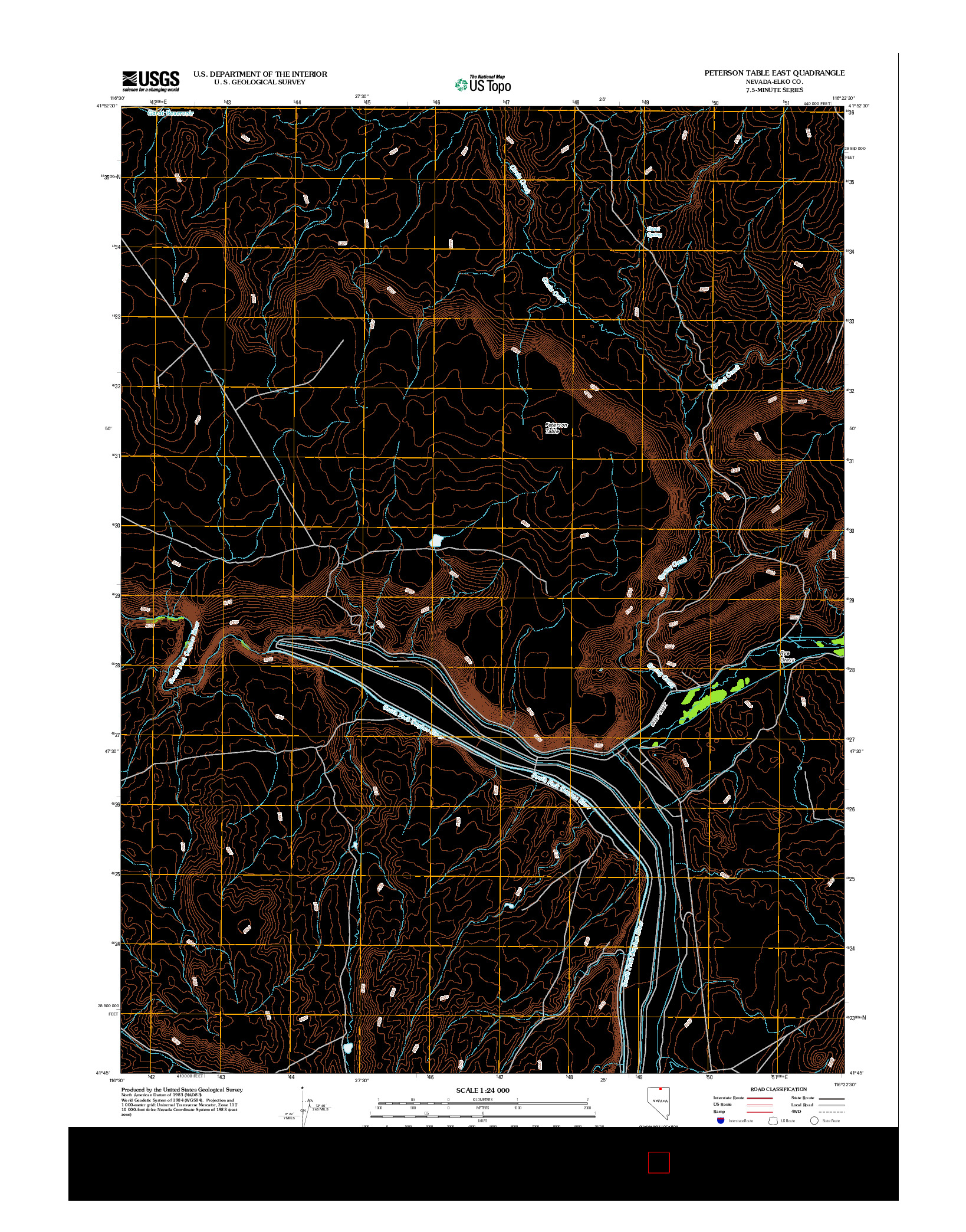 USGS US TOPO 7.5-MINUTE MAP FOR PETERSON TABLE EAST, NV 2012